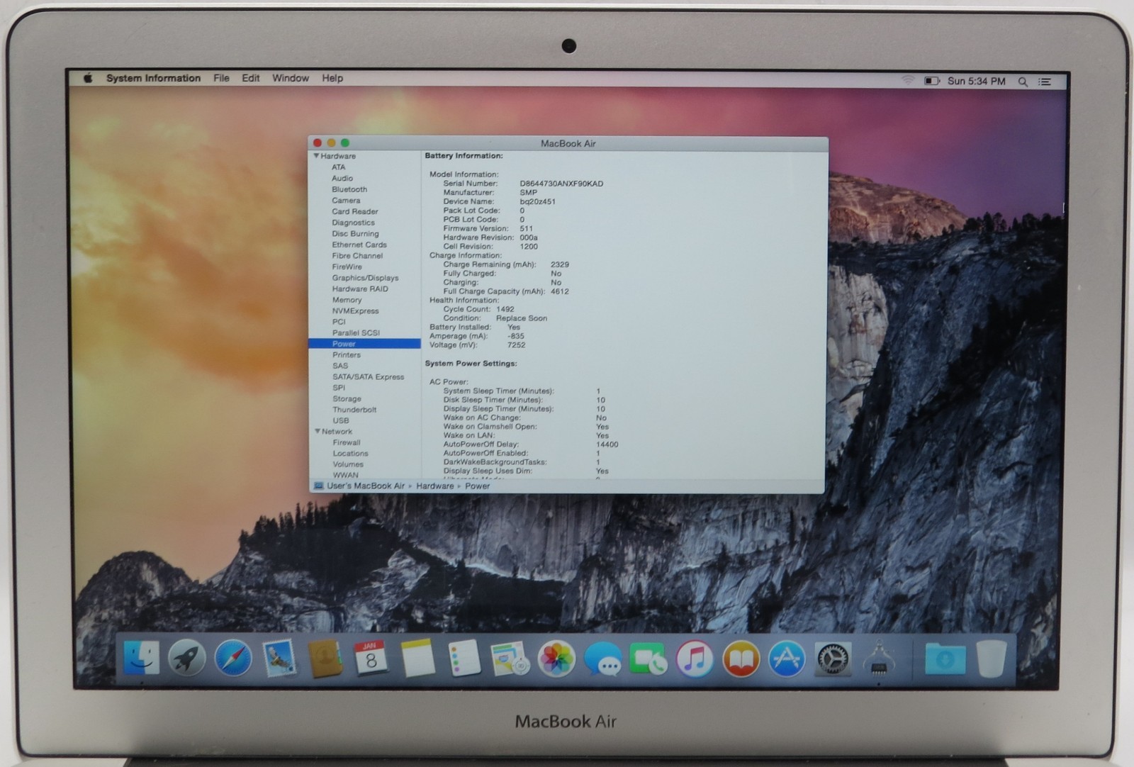 2014 Apple MacBook Air 13″ A1466 _ i5-4260U @ 1.4 _ 4GB / 256GB _ macOS X