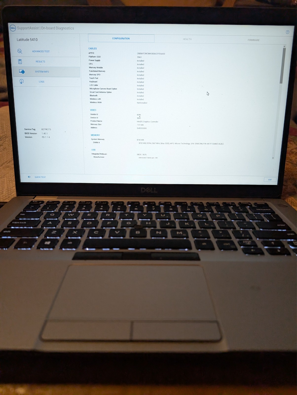 Dell Latitude 5410 14″ Laptop i7-10610U 8GB RAM 256 GB SSD Win11 Pro WIFI BT
