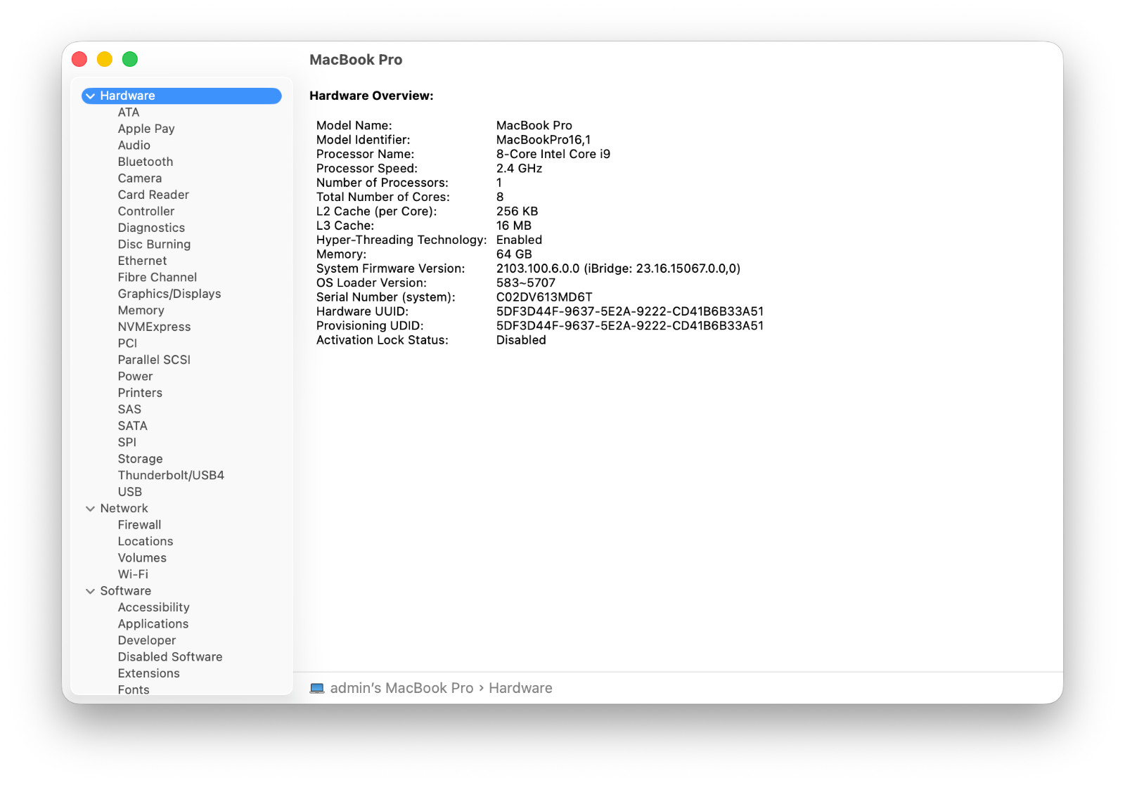 Apple MacBook Pro A2141 16″ Radeon 5500M 2.4GHz Intel Core i9-9980HK 64GB 1TB