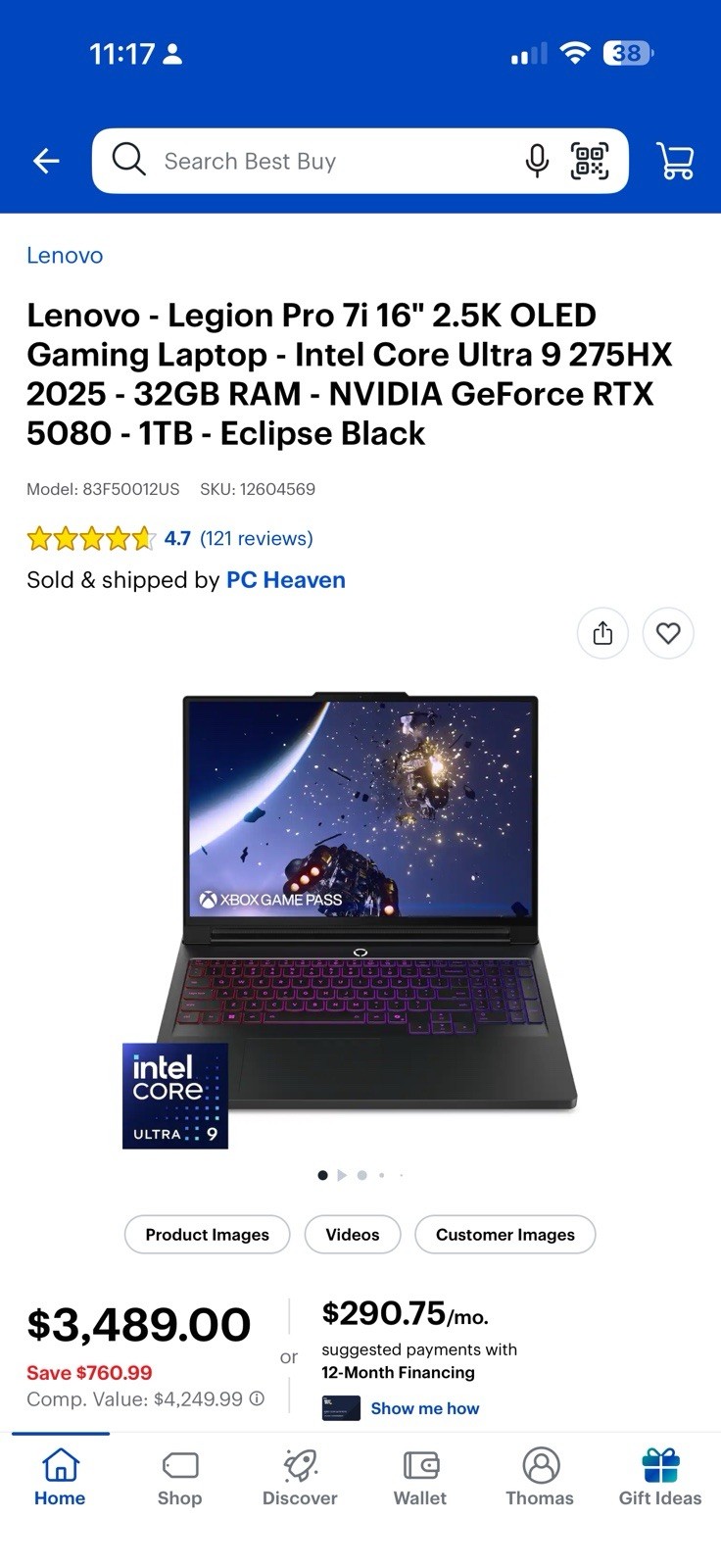 Lenovo Legion Pro 7i OLED 32GB 3TB SSD RTX 5080