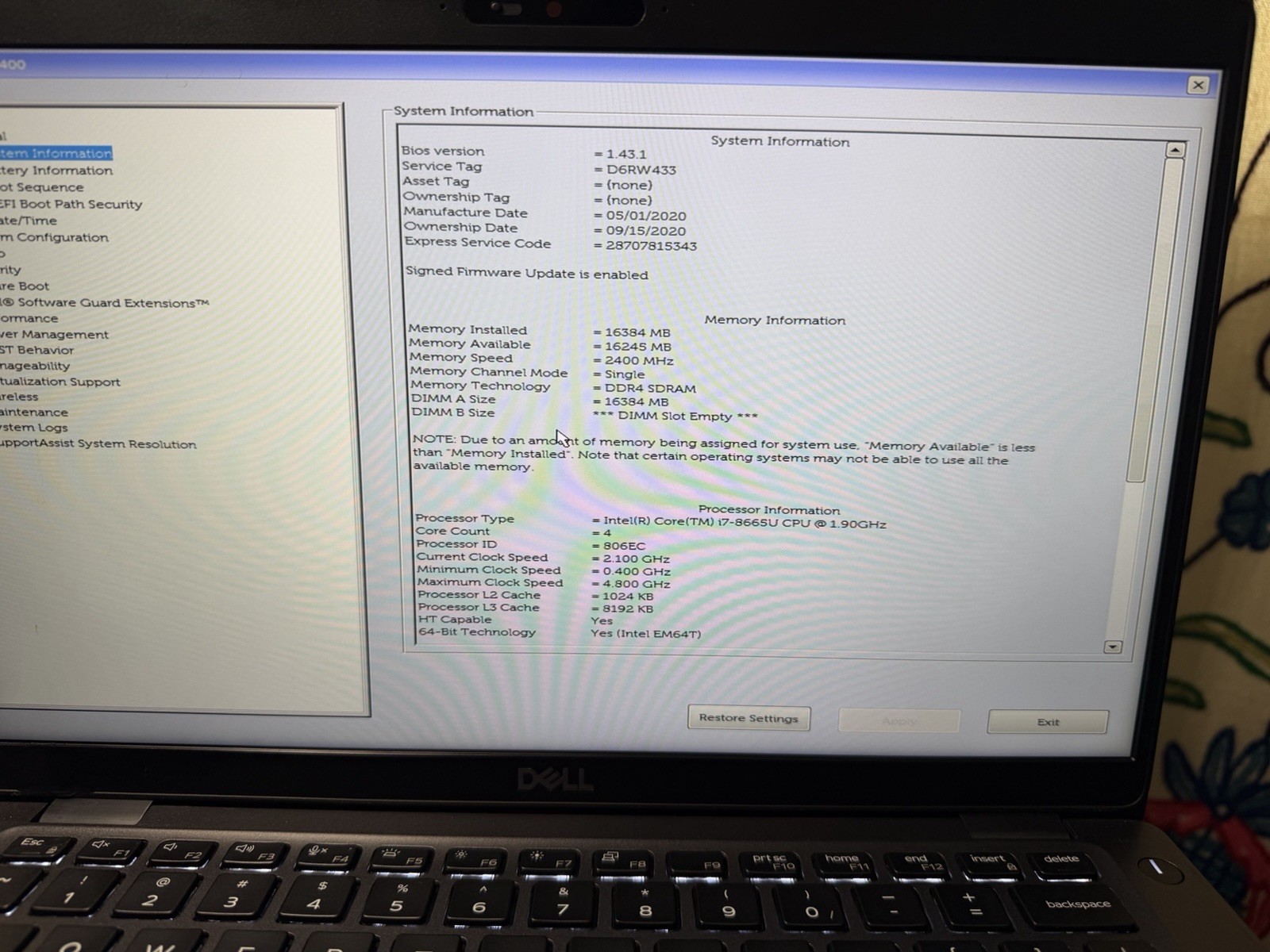 LOT OF 3 Dell Latitude 5400 14″ (i7-8665u 1.90GHz – 16GB RAM – 512GB SSD)