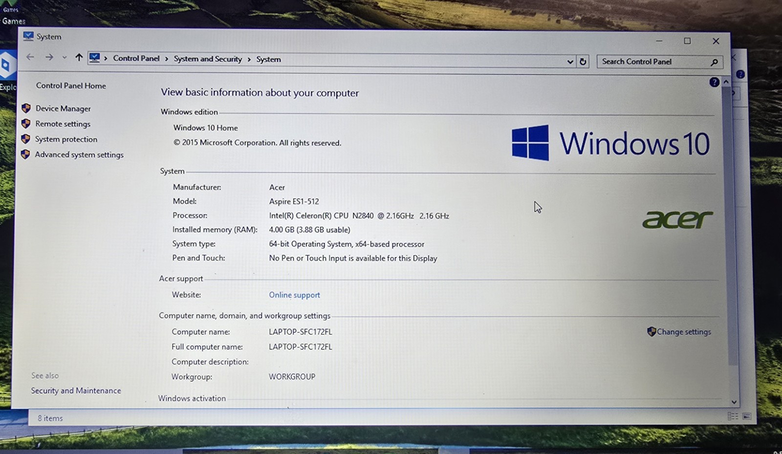 Acer Aspire E 15 Start (ES1-512-C1PW) 15.6″ Intel Celeron Processor Windows 10.