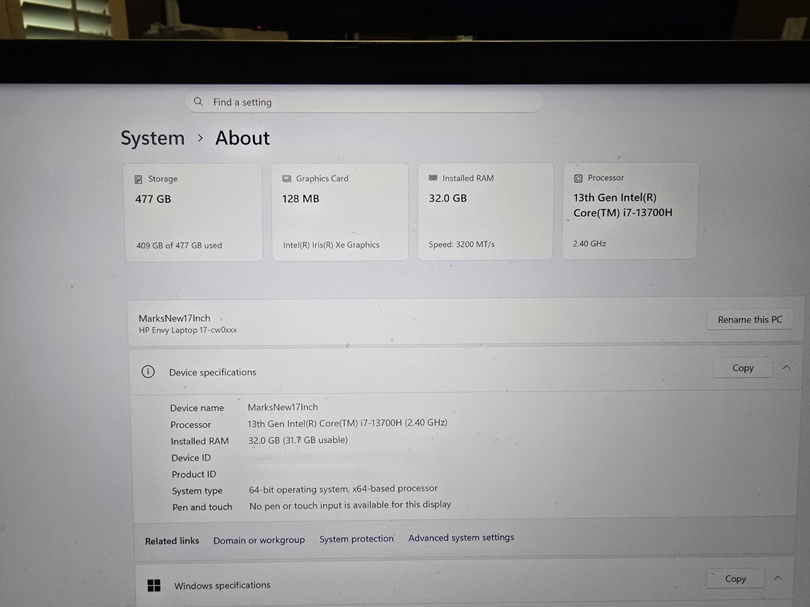 HP Envy 17.3″ 4K UHD Laptop PC Intel Core i7-13700H 32GB 512GB SSD W11