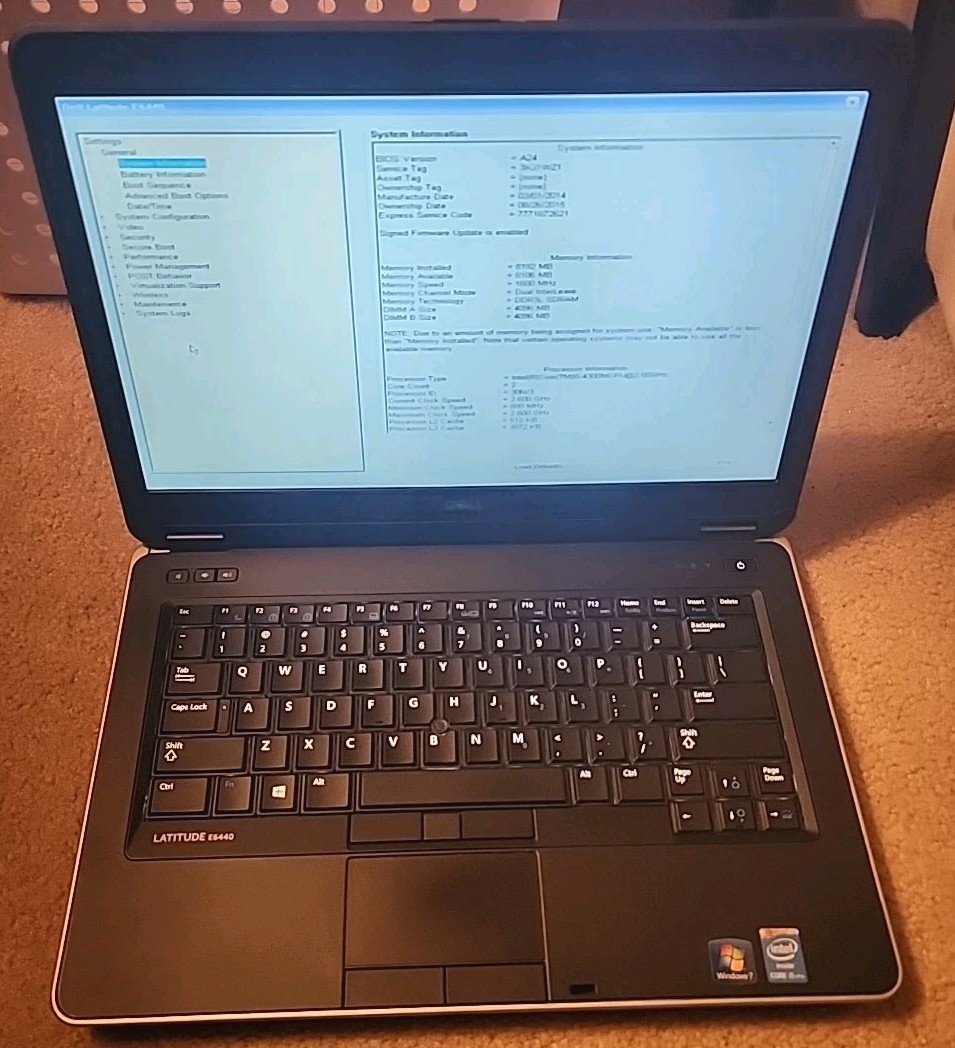 Dell Latitude E6440 i5-4300M CPU@2.6GHz 8GB RAM No HDD/SSD/OS Good Batt(3A826)
