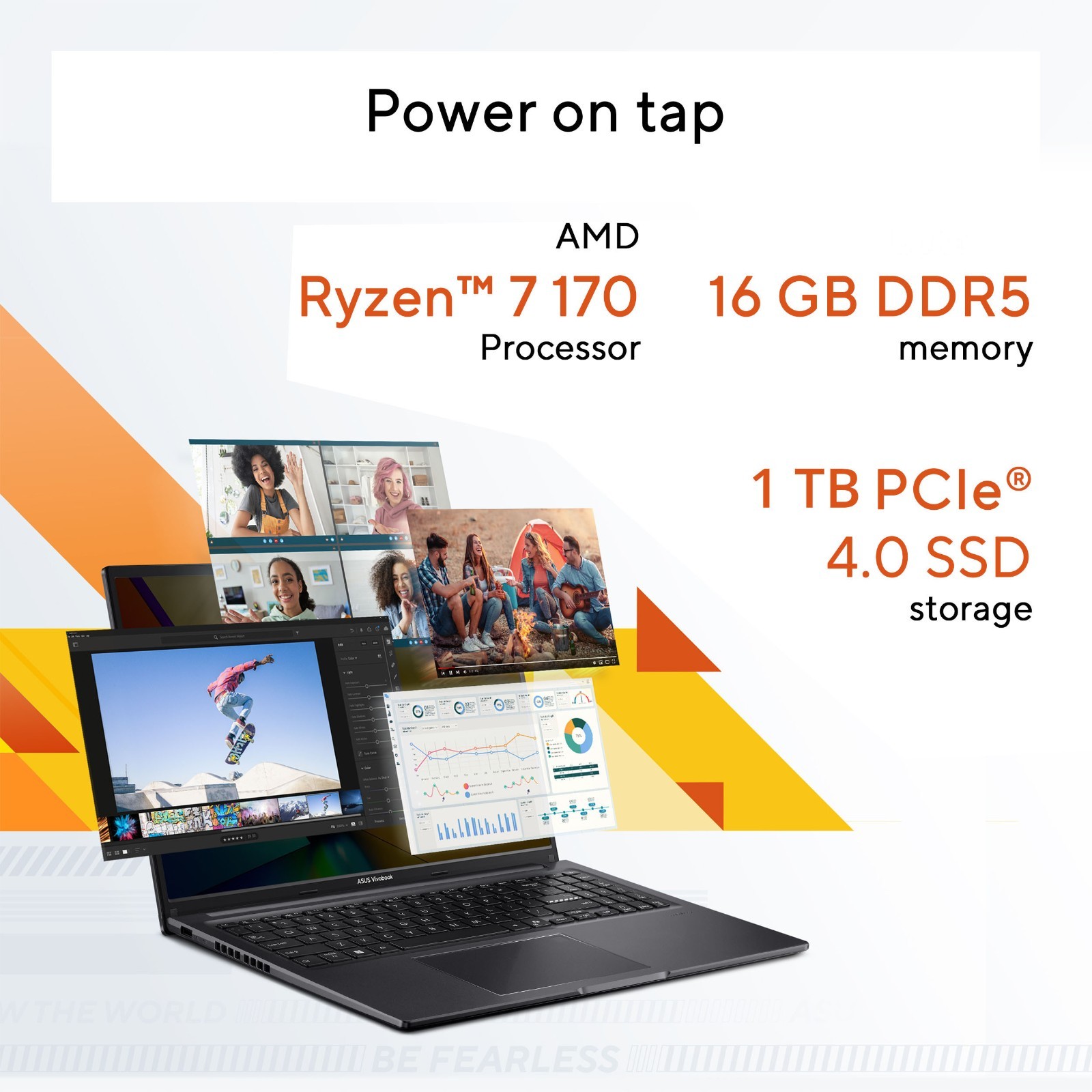 ASUS Vivobook 16 16″ WUXGA IPS Laptop AMD Ryzen 7 170 16GB RAM 1TB SSD Black