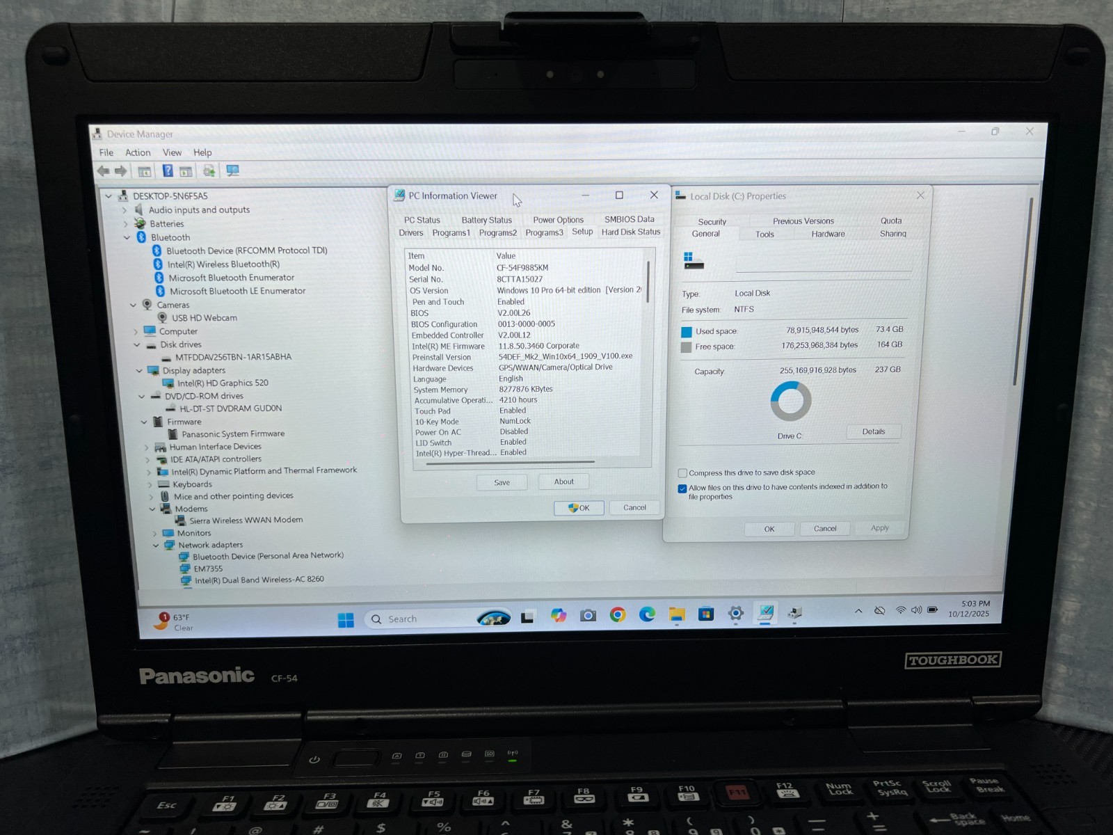 CF-54F9885KM, i5-6300U 2.40Ghz,8GB Mem,256GB SSD,Touchscreen,4G LTE,GPS,4,210Hrs