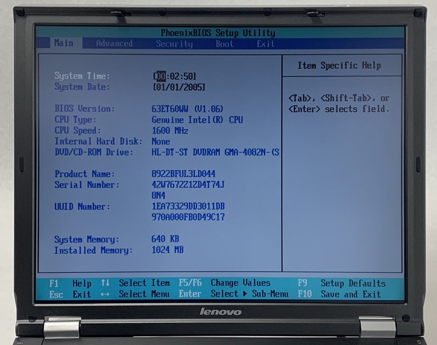 Lenovo 3000 C200 Intel Pentium T2060 1.60GHz 1GB RAM 15″ No Battery No HDD No OS