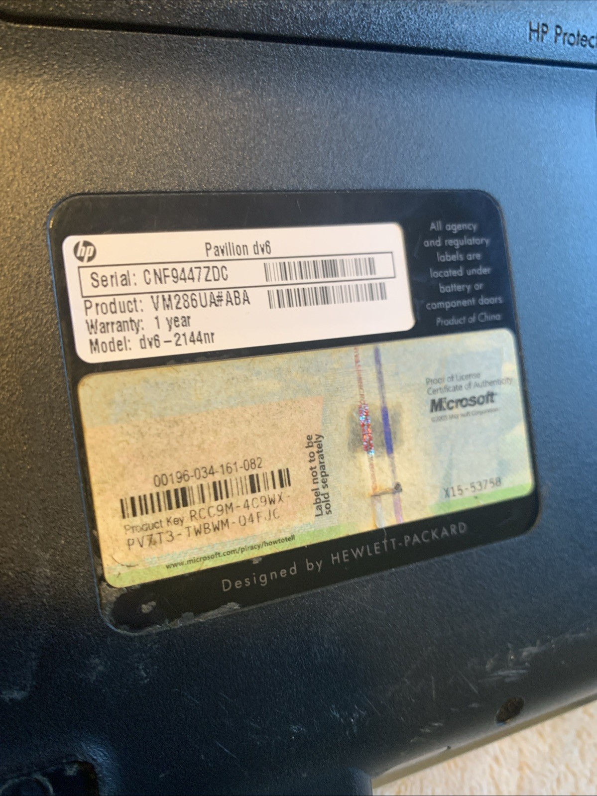 HP Pavilion DV6 2144nr Black Laptop Computer *No Operating System* (For Parts)
