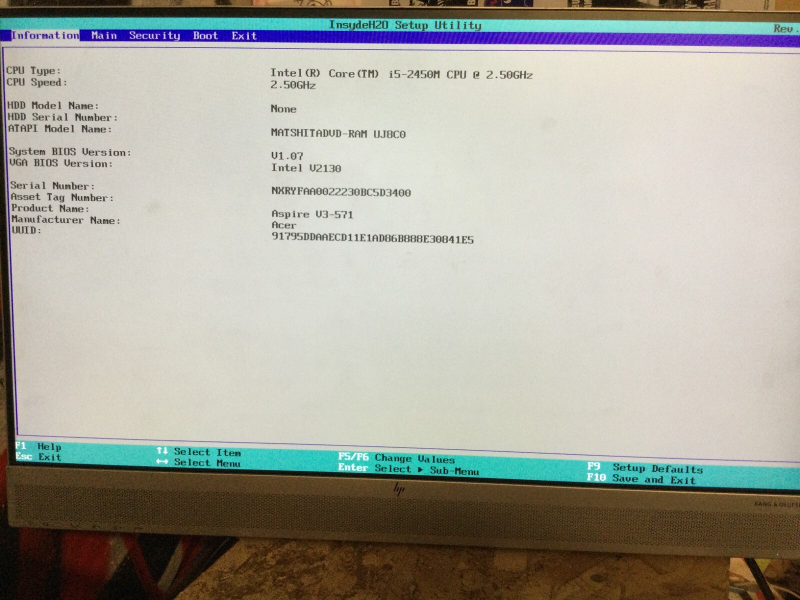Acer Aspire V3-571-6643 / Intel i5-2450M @ 2.50GHz / (CRACKED/MISSING PARTS)MR