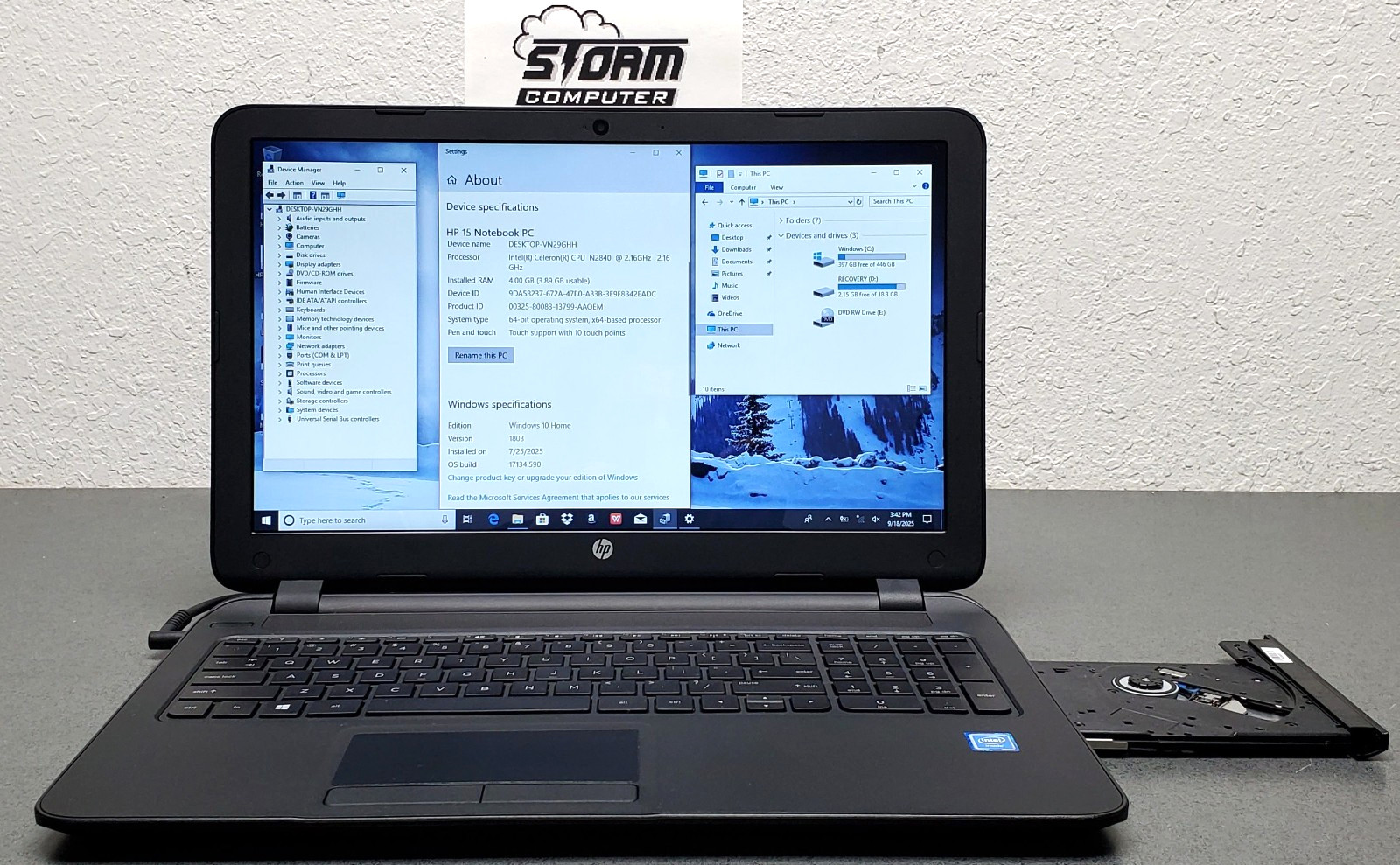 HP 15-F211WM Touchscreen INTEL CELERON N2840 4GB 500GB 2.5HDD 15.6″ L0T324A