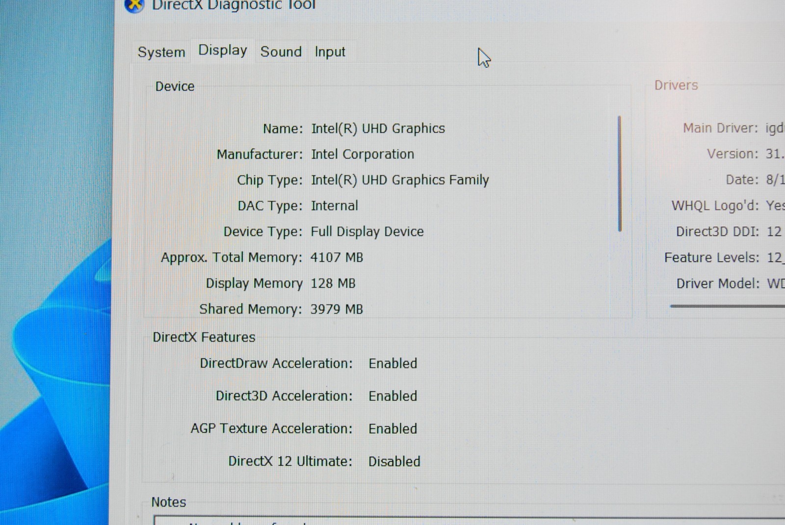 DELL INSPIRON 3501 8GB RAM I5-1035G1 256GB SSD WIFI/BT WIN11 PRO T8-B11