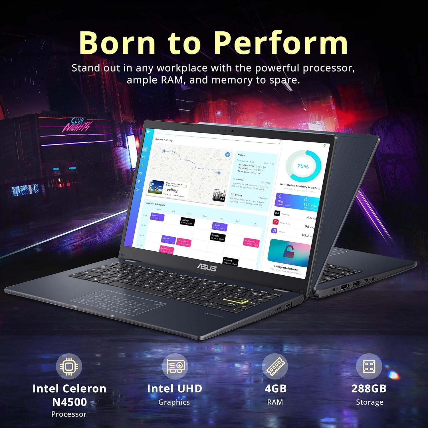 Vivobook Go 14″ FHD Laptop, Intel Celeron N4500, 4GB RAM, 288GB Storage128GB …