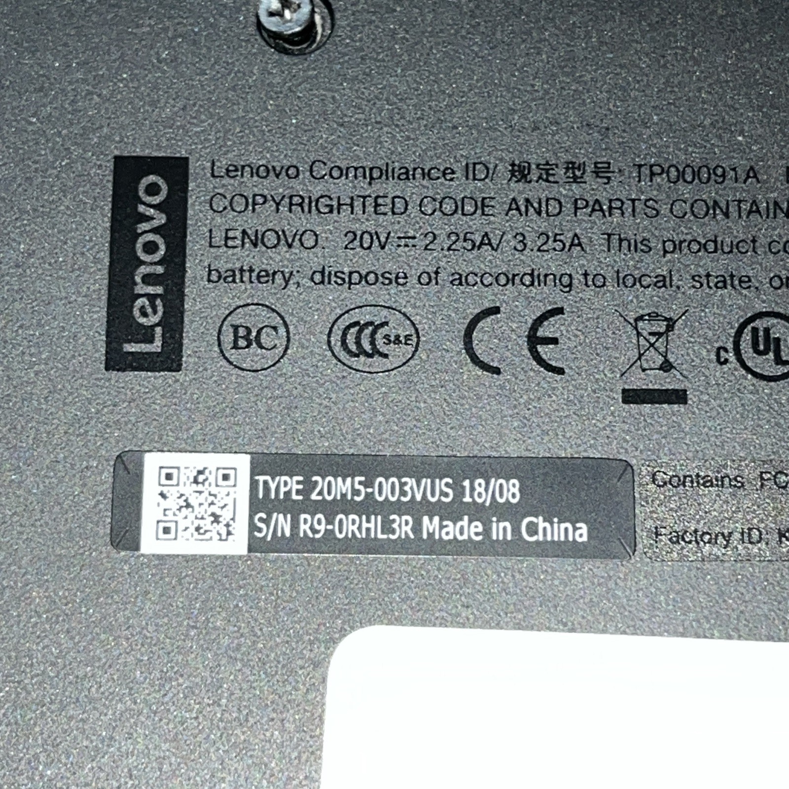 LENOVO THINKPAD L380 INTEL CORE I3-8130U 2.20GHZ 8GB RAM NO HD
