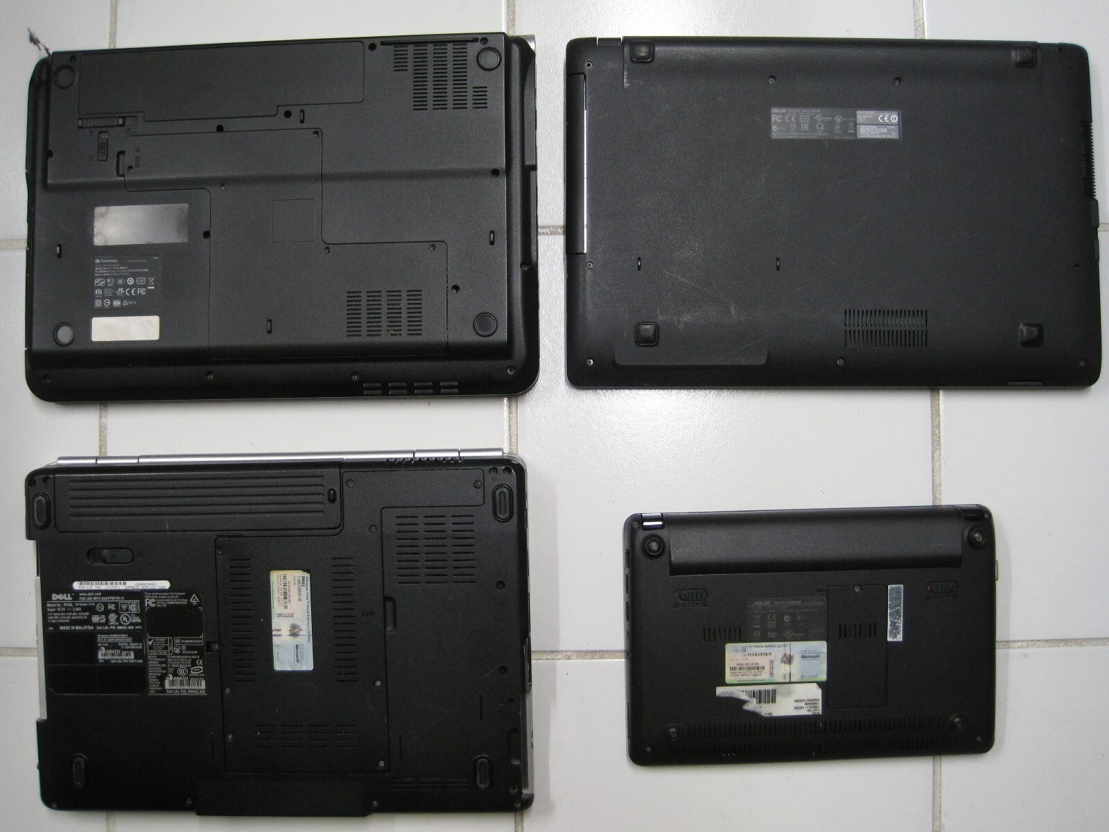 Lot of 4 Laptop – Gateway NV MS2273 Asus X551M Eee PC 1005HAB Dell Inspiron 1525