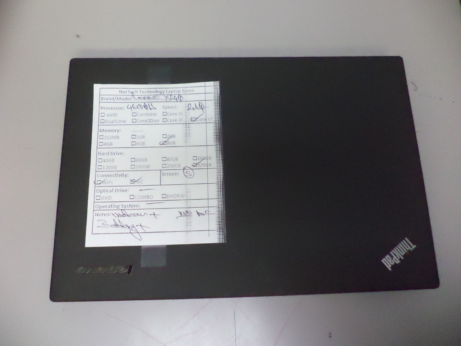 Lenovo ThinkPad X240 12.5″ i7-4600U 2.1GHz 8GB/320GB Webcam Laptop [No OS/AC]