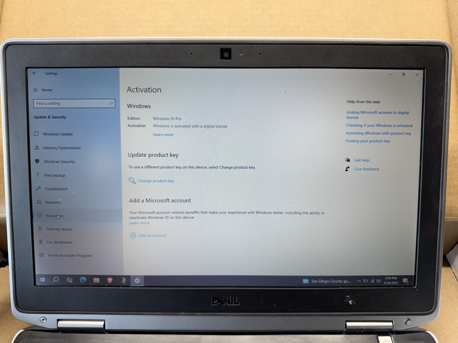 Dell Latitude E6320 13.3″, Core i7-2620M, 2.7GHz, 4GB, No Drive, Dock, W10 Pro