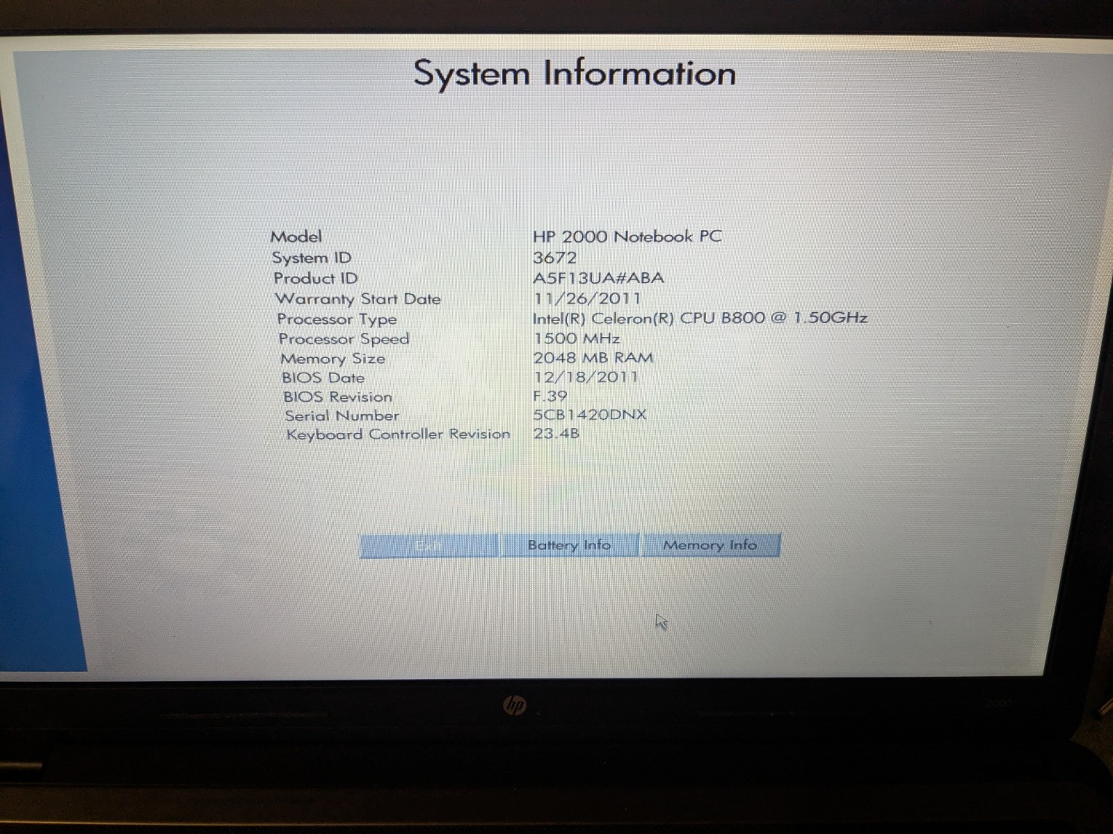 HP 2000 Notebook PC 15.6″ Intel Celeron 1.50GHz 2GB Win 7 HP HDD Black