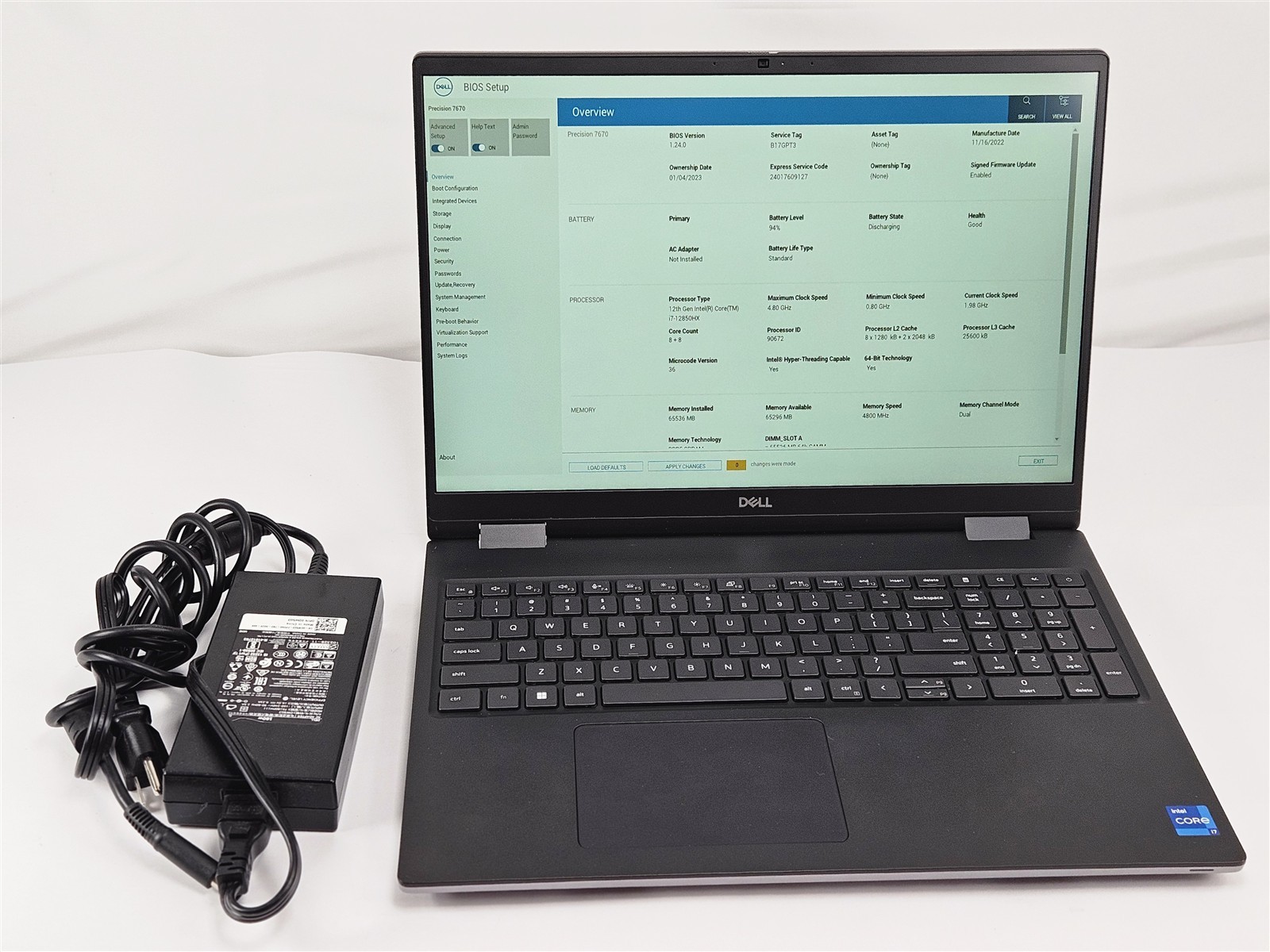 Dell Precision 7670 64GB RAM 1TB SSD i7-12850HX 16″ RTX A1000 Titan Gray