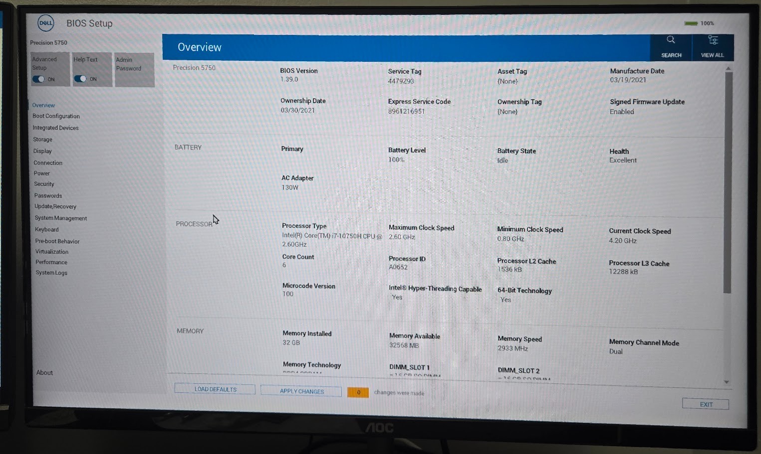 Dell Precision 5750 i7-10750H 32GB Quadro T2000 17″ FHD+ LCD Failure- For Parts