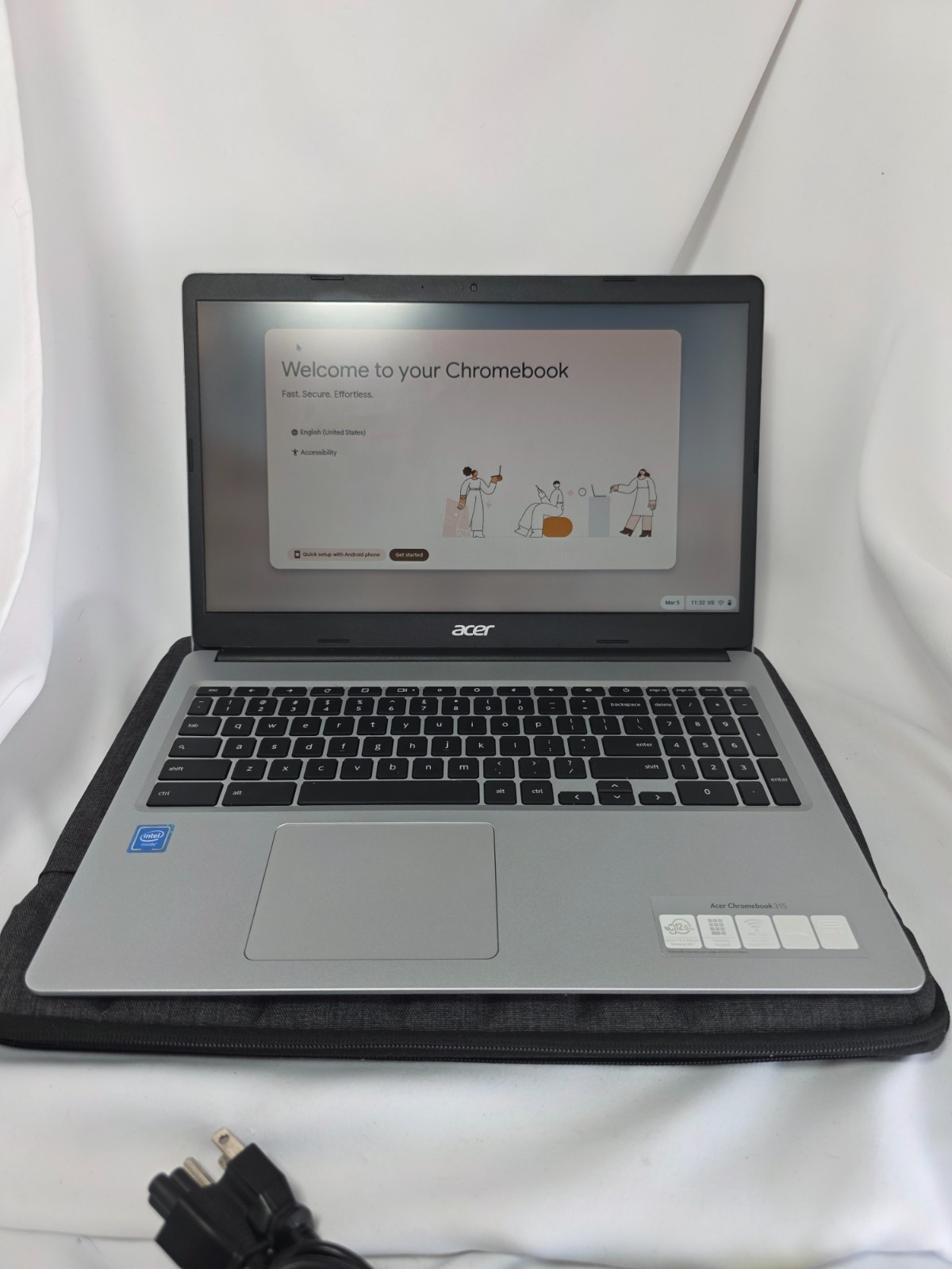 Acer Chromebook CB315-3H N19Q3 15.6 Laptop Chrome With Case And Cable WORKS