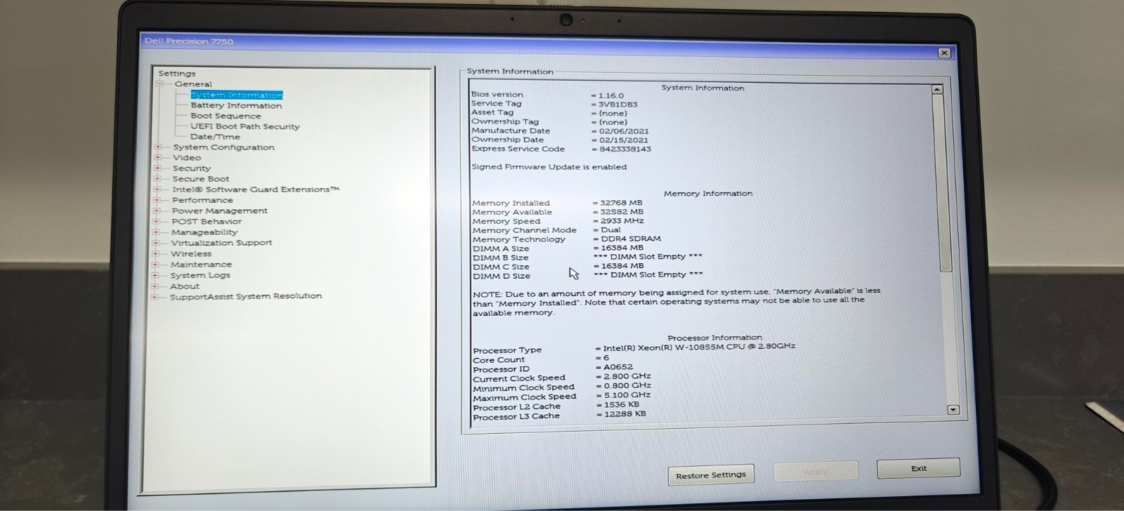 27.Dell Precision 7750 (Xeon W-10855M, 32GB Ram, 1TB SSD, Nvidia Quadro RTX4000)