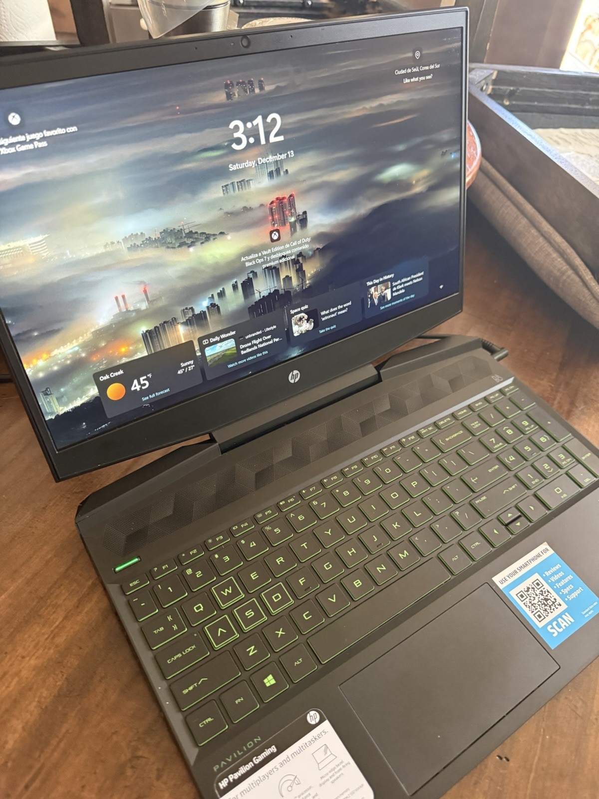 HP Pavilion Gaming Laptop 15.6″ Windows 10 Black Green Backlit Keyboard