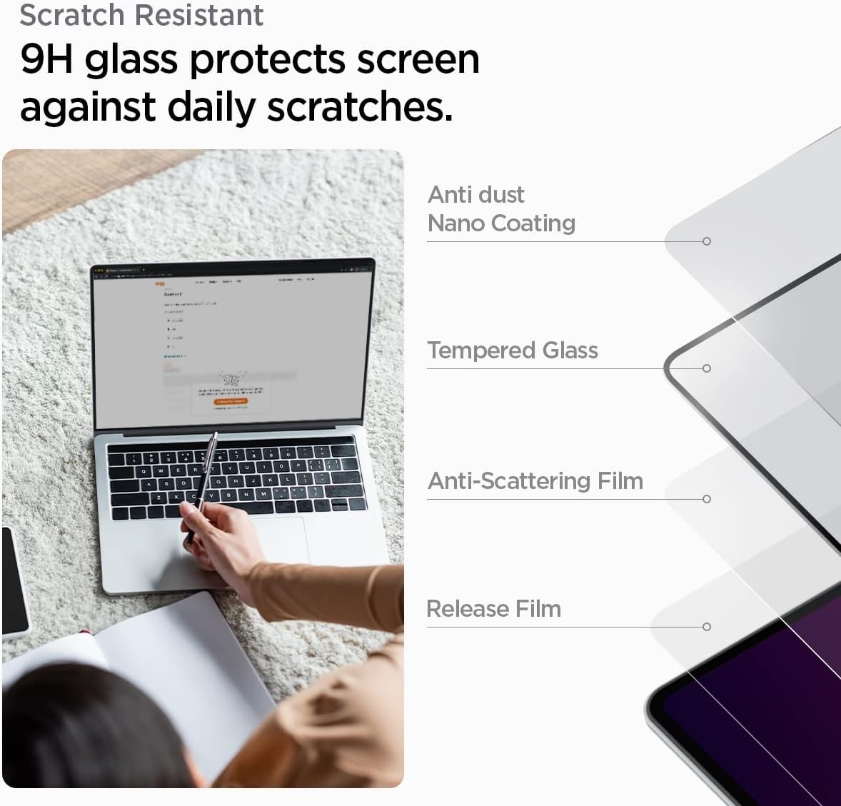 Spigen Tempered Glass Screen Protector [GlasTR Slim] for MacBook Pro 14 inch