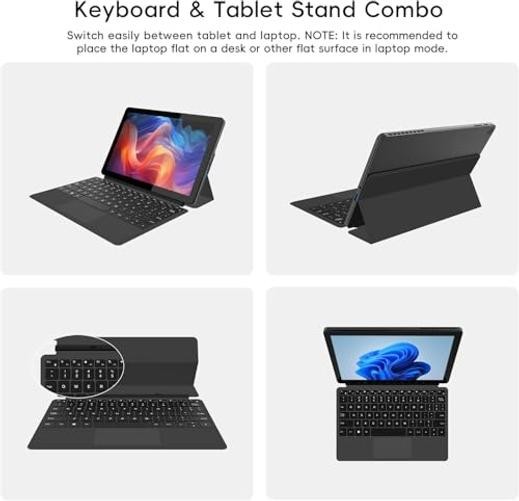 2-in-1 Laptop/Tablet (2026), Windows 11 PC with Magnetic Keyboard, 1 Dark Gray