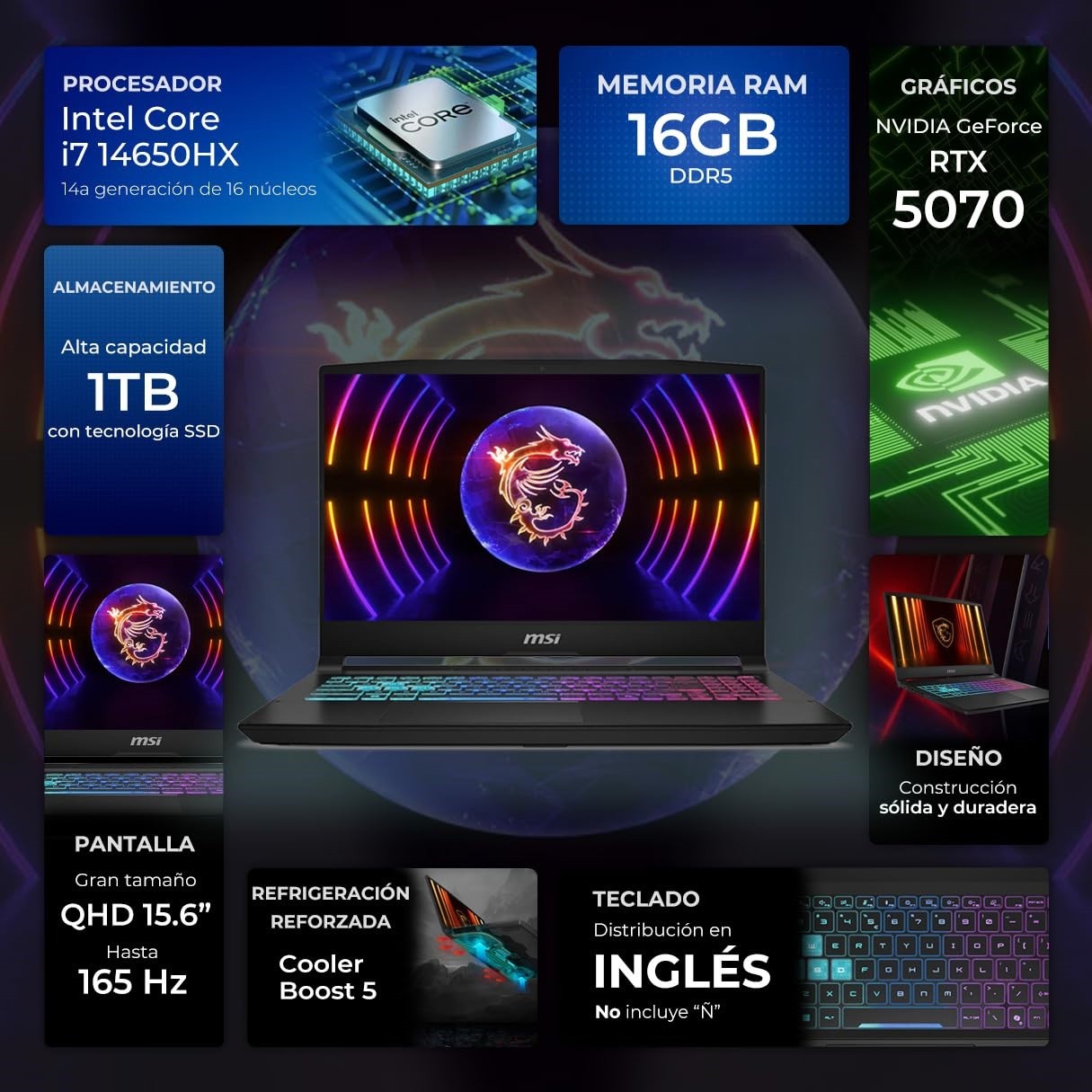 MSI Katana 15 HX B14WGK-293US 15.6″ Gaming Notebook QHD 165 Hz Intel Core i7