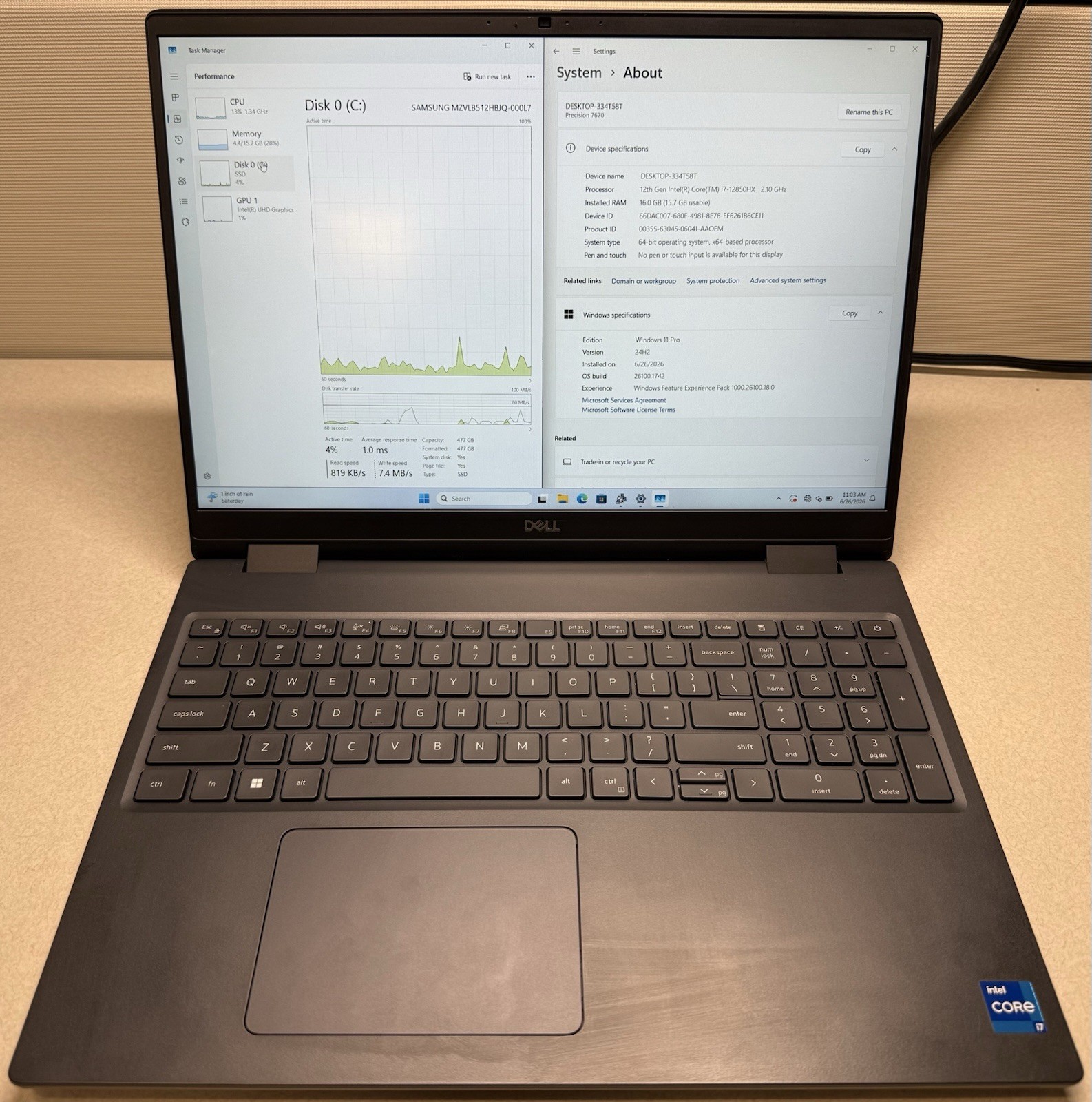 Dell Precision 7670 | i7-12850HX | 16GB | RTX A1000 | 512GB | Win 11 Pro | Used
