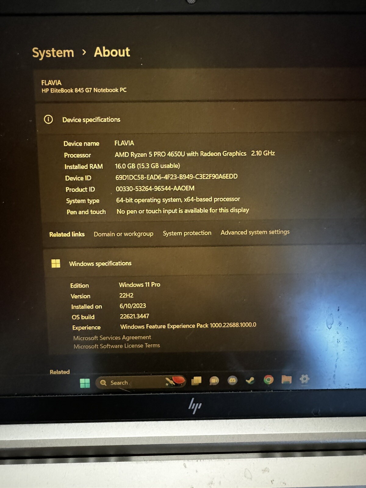 HP EliteBook 845 G7 Ryzen 7 Pro 4750u 14 inch FHD 16gb 256gb SSD Laptop