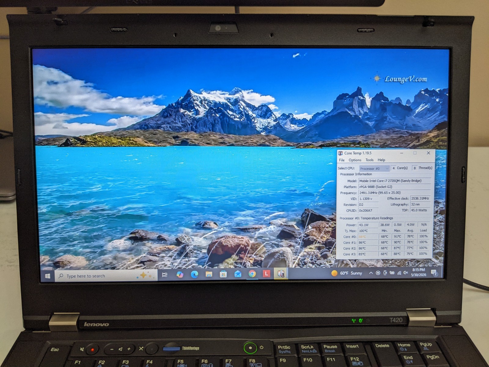 Lenovo ThinkPad T420 Quad Core i7 2720QM 8GB 250GB SSD Win 10 Pro – Grade A