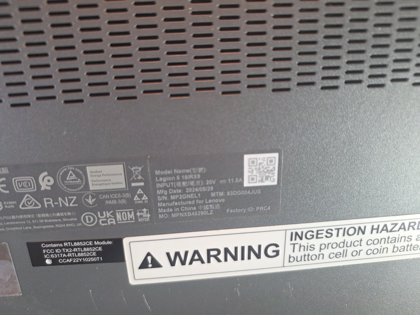Lenovo LEGION 5 16IRX9 16″ Laptop Intel Core i9-14900HX Rtx4060 Power