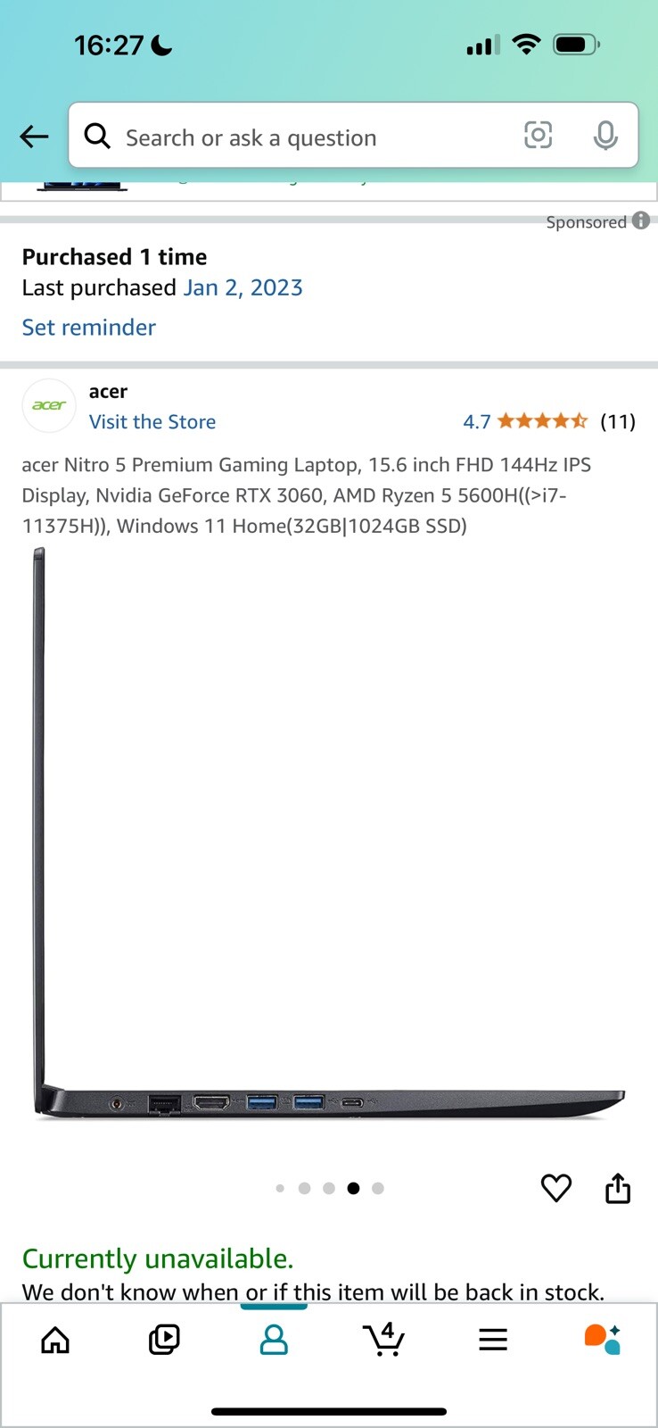 Acer Nitro 5 Premium Gaming Laptop, 15.6 Inch FHD 1440hz