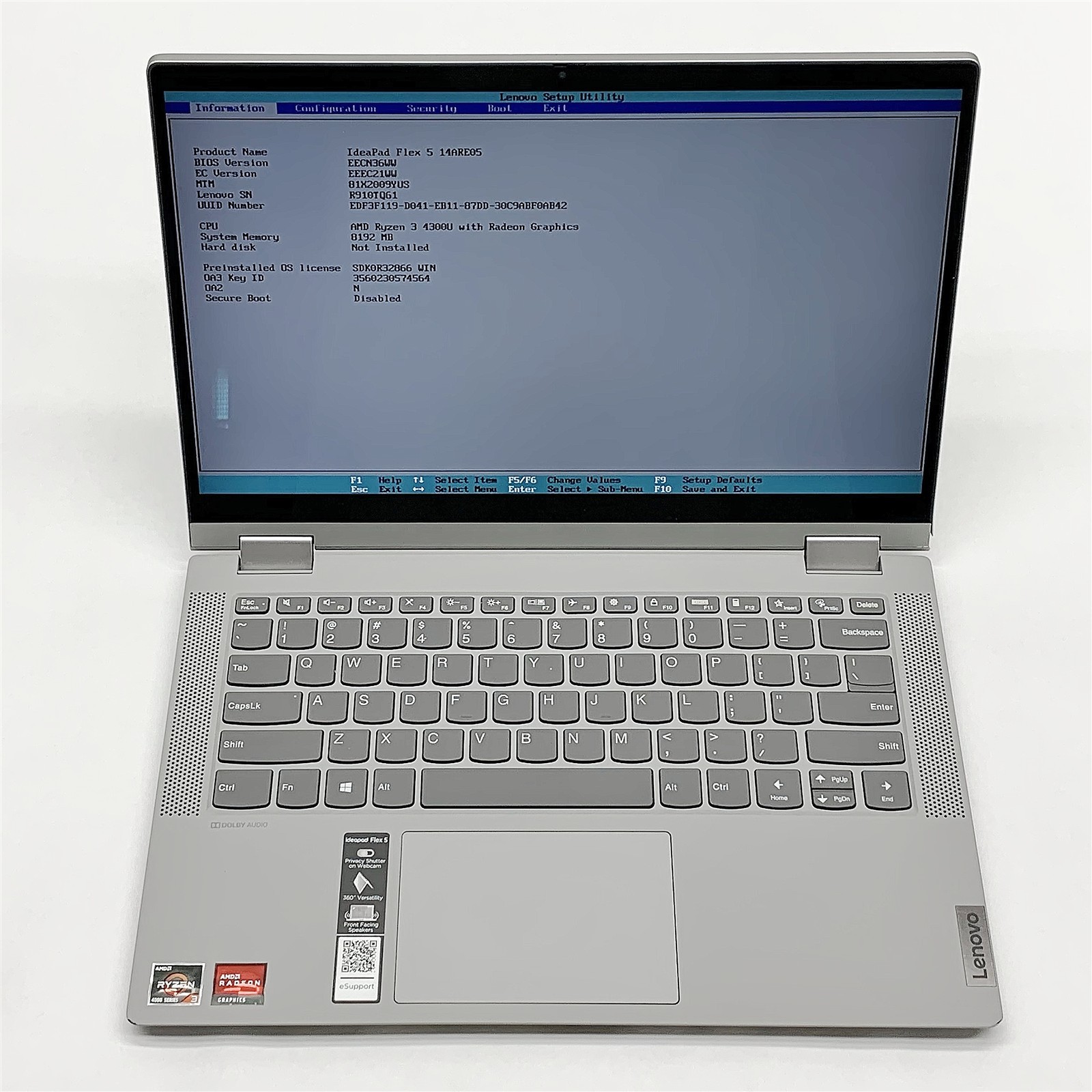 Lenovo IdeaPad 14ARE05 Laptop AMD Ryzen 4300U 2.70GHZ 14″ 8GB NO HDD/AC Adapter
