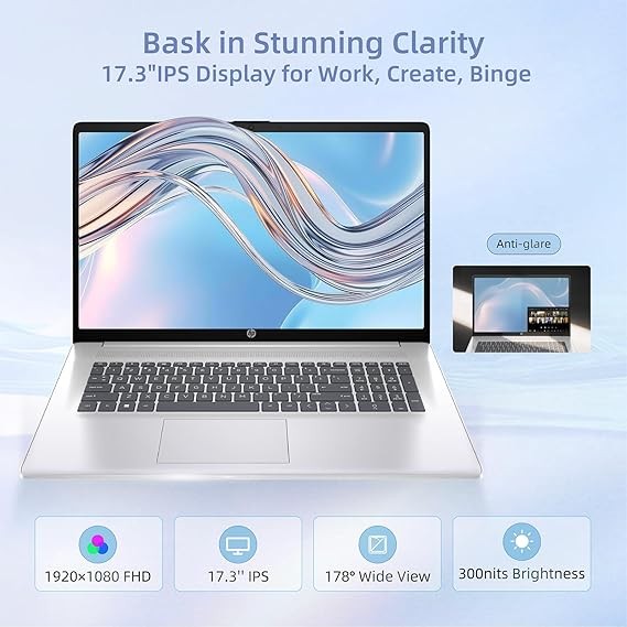 HP 17.3″ Laptop Notebook Win11Pro 2.7~4.3GHz AMD Ryzen 5-7430U 8GB RAM 256SSD