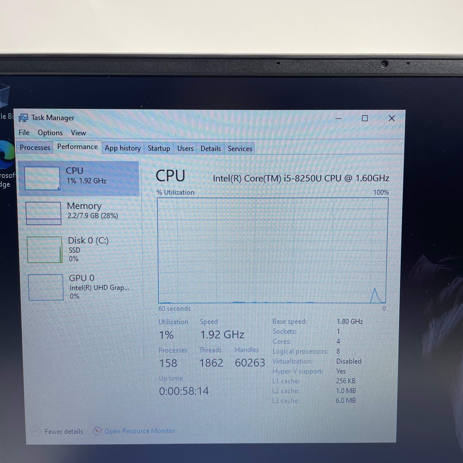 Broken Lenovo Ideapad 1 81F5 i5 8GB RAM 256GB UHD 620 LCD White Spot