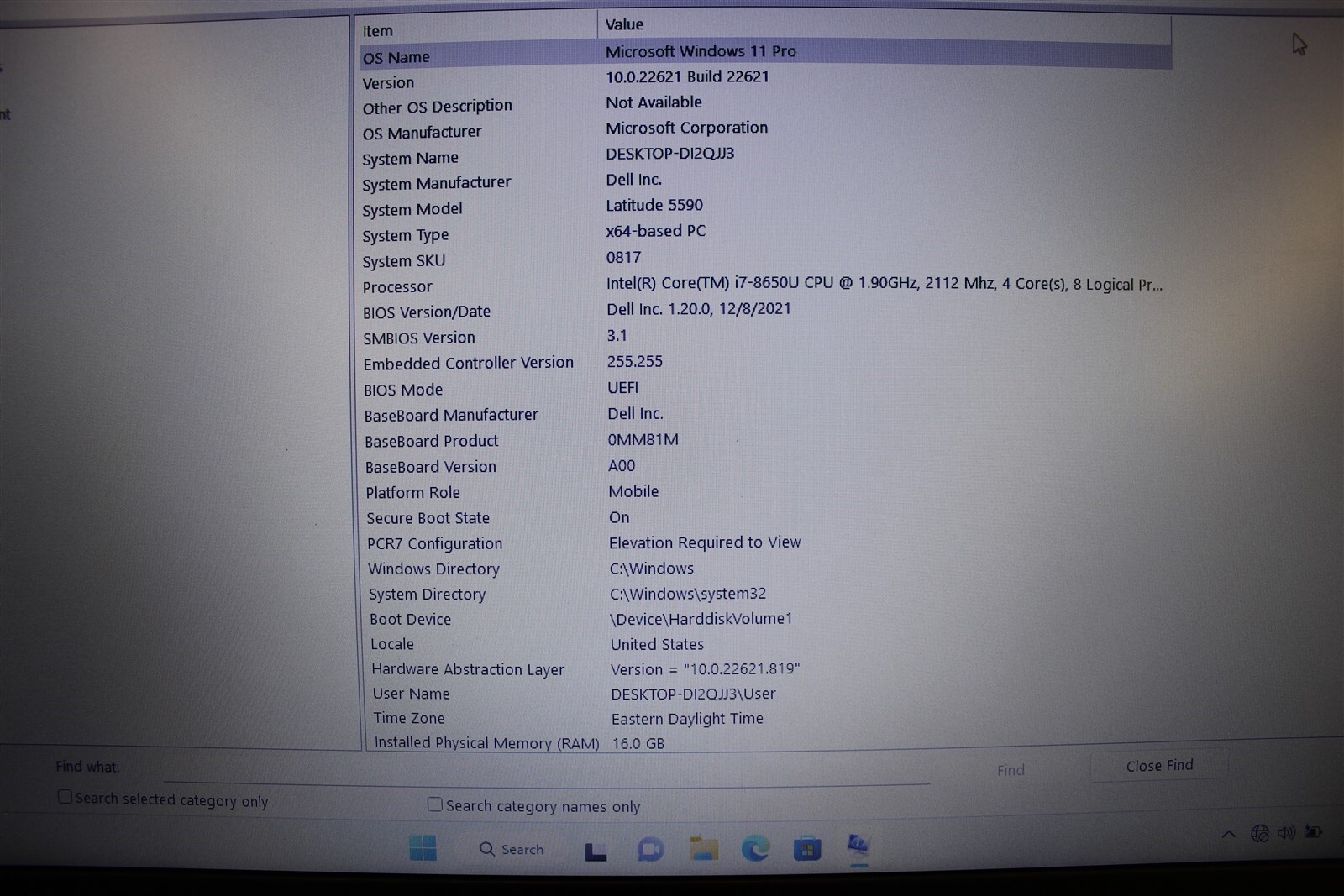 Dell Latitude 5590 I7-8650 500GB SSD 16GB Win11Pro