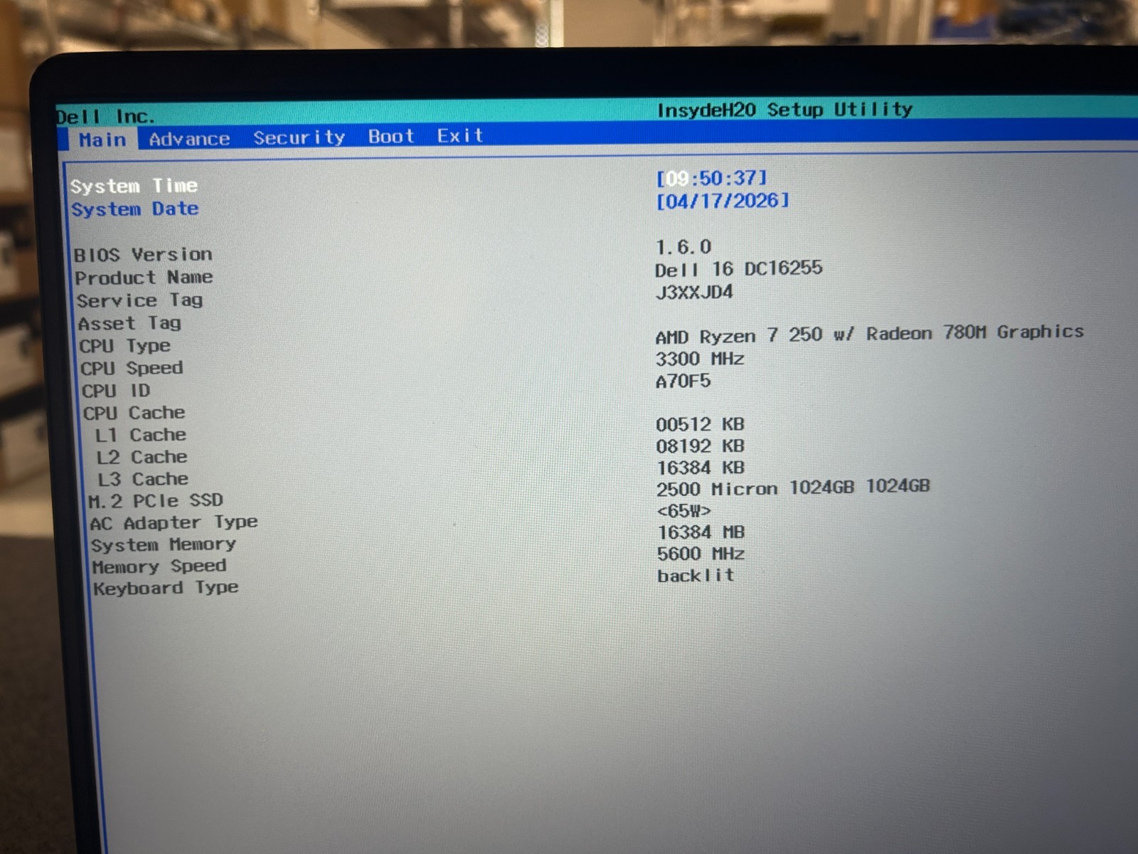 DELL 16 DC16255 WRC27, AMD Ryzen 7 250, 3.30 GHz, 16 GB RAM, 1 TB NVMe SSD