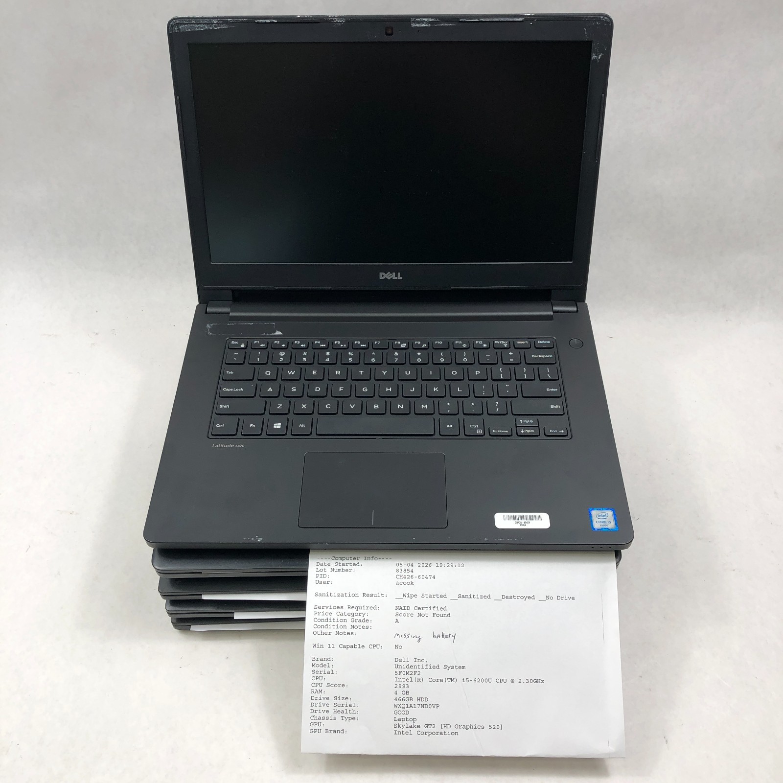 LOT OF 6 Dell Latitude Mixed Model Laptops 3470, 5480, 7480, 7490- See Listing
