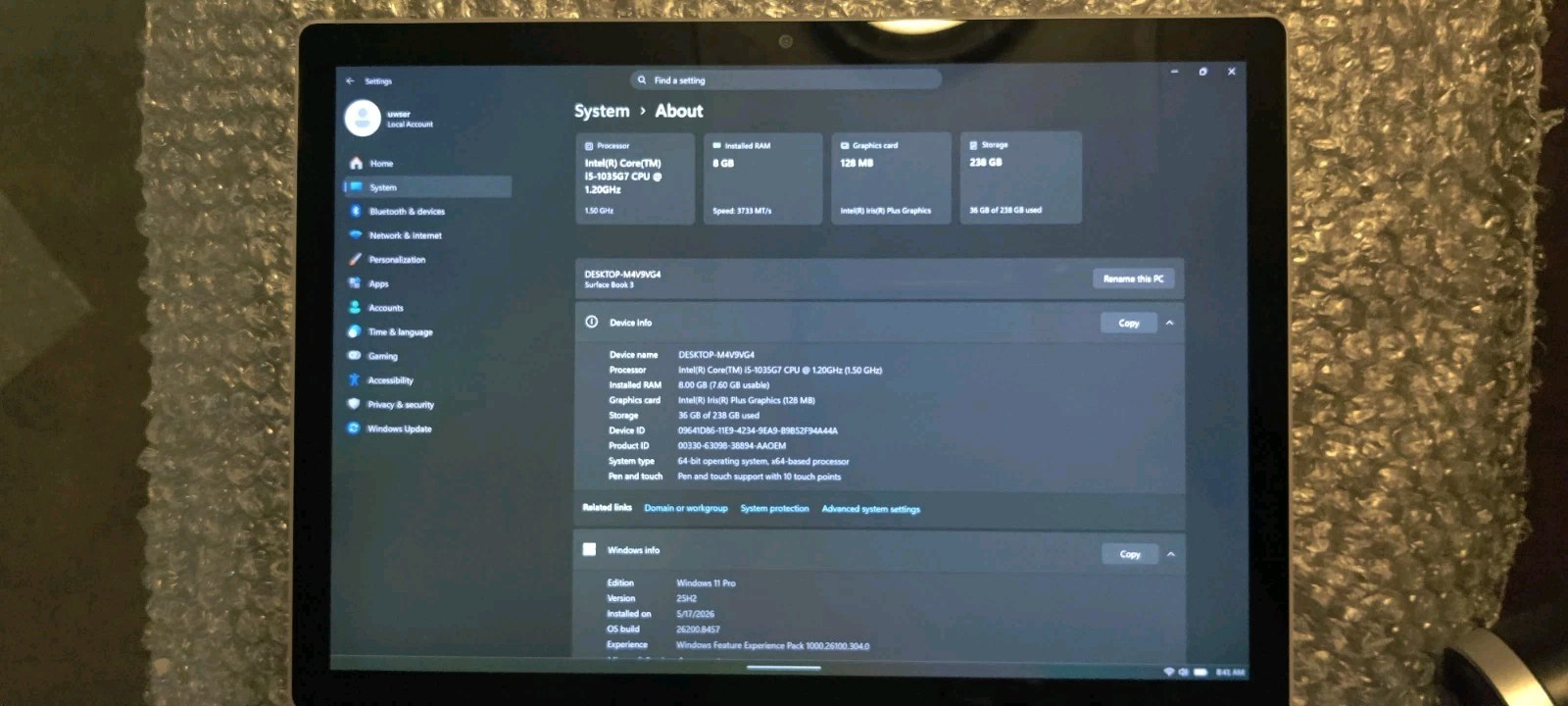 Microsoft Surface Book 3 13.5″ i5|8GB|256GB Tablet ONLY Battery Cycle #35