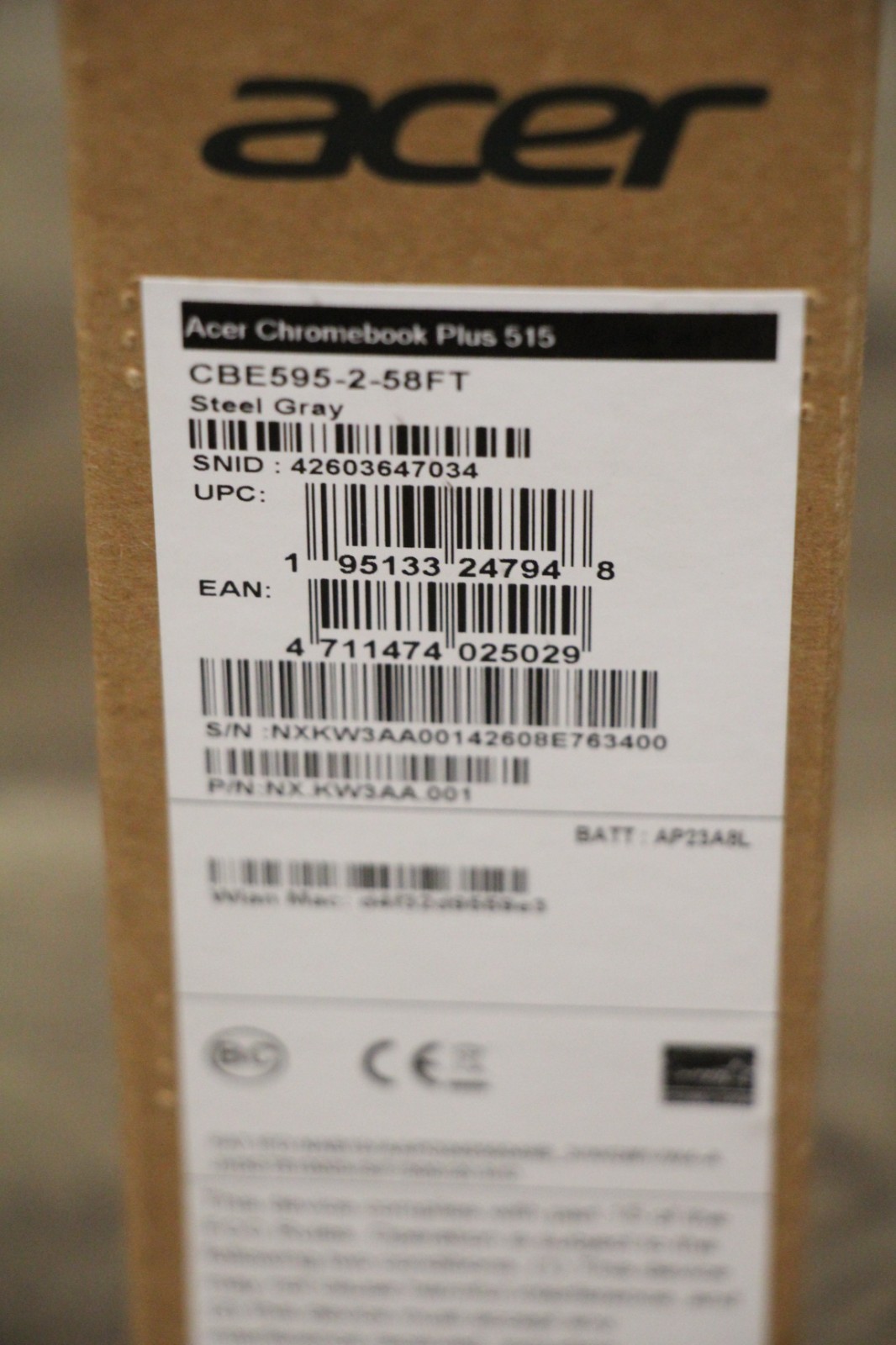 Acer Chromebook Plus 515 15.6″ Core 5 120U 8GB 256GB ChromeOS