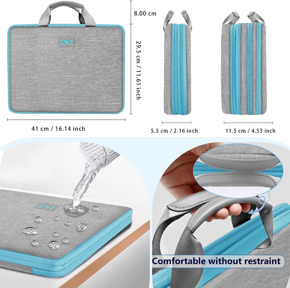 Expandable Computer Sleeve Bag for 15-16 Inch Laptops, Multi-Pocket Design