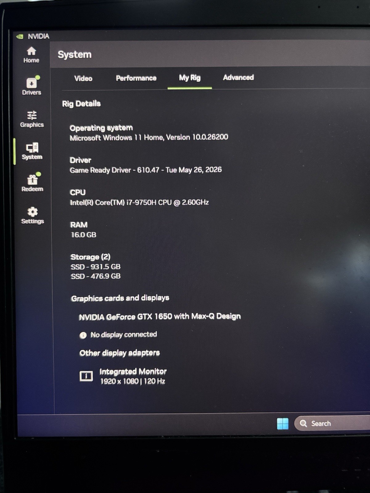 MSI GF63 Thin 9SC 15.6″ Gaming i7-9750H 16GB 1TB SSD GTX 1650 W11