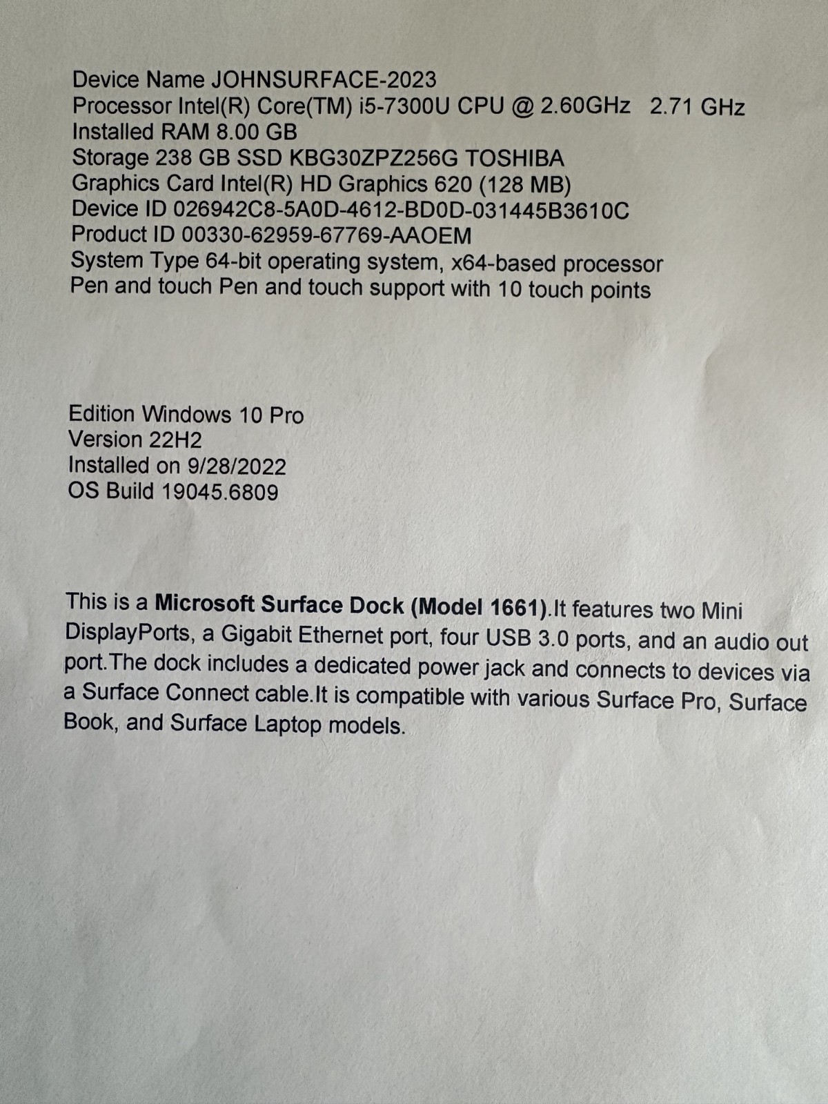 Surface Pro 3 / i5-7300U / 8 GB / 256 GB. Clean Install and Great Shape.