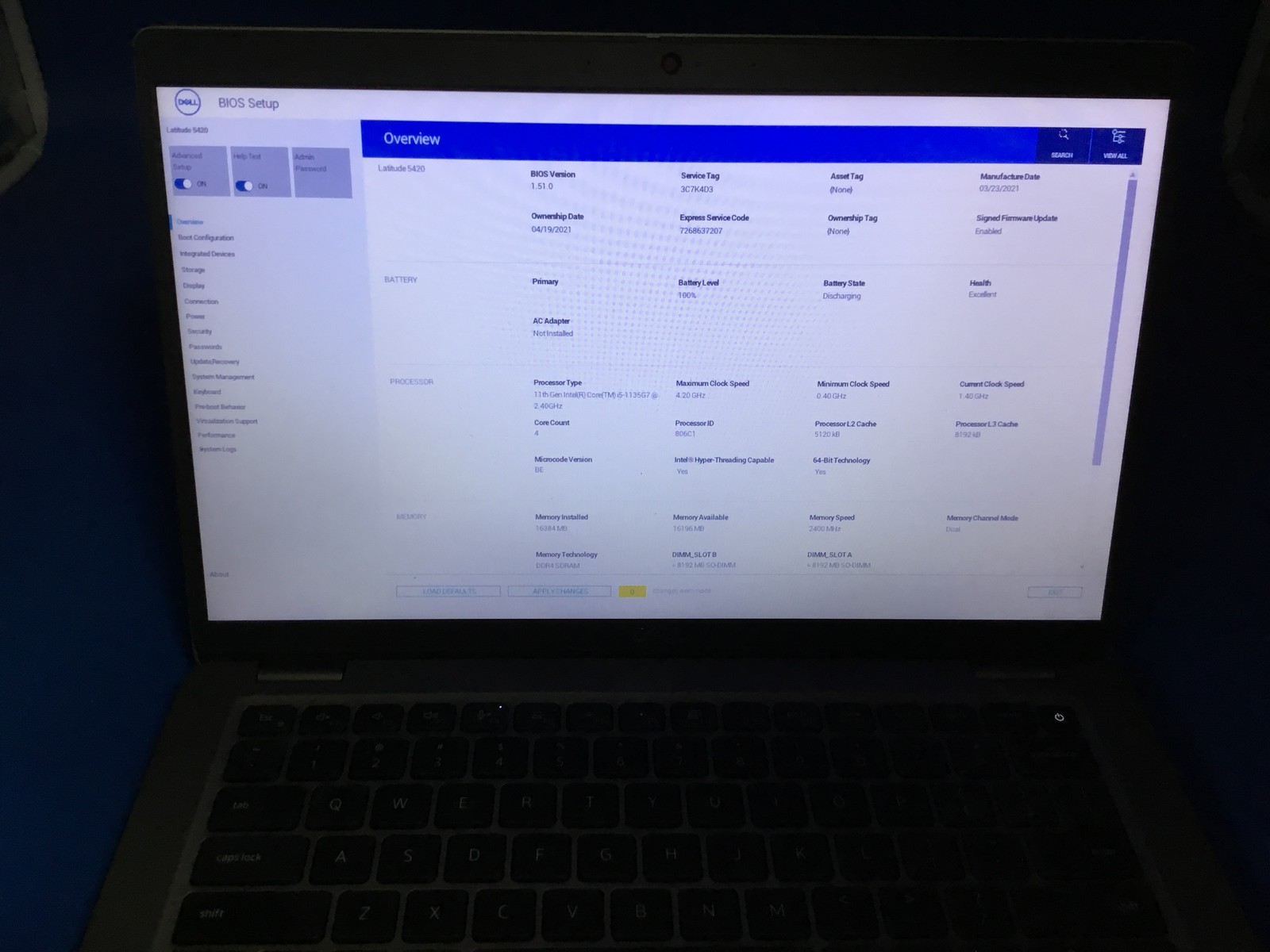Dell Latitude 5420 14″ i5-1135G7@2.40 16GB RAM 256GB SSD BT BLIT CAM FHD NO OS**