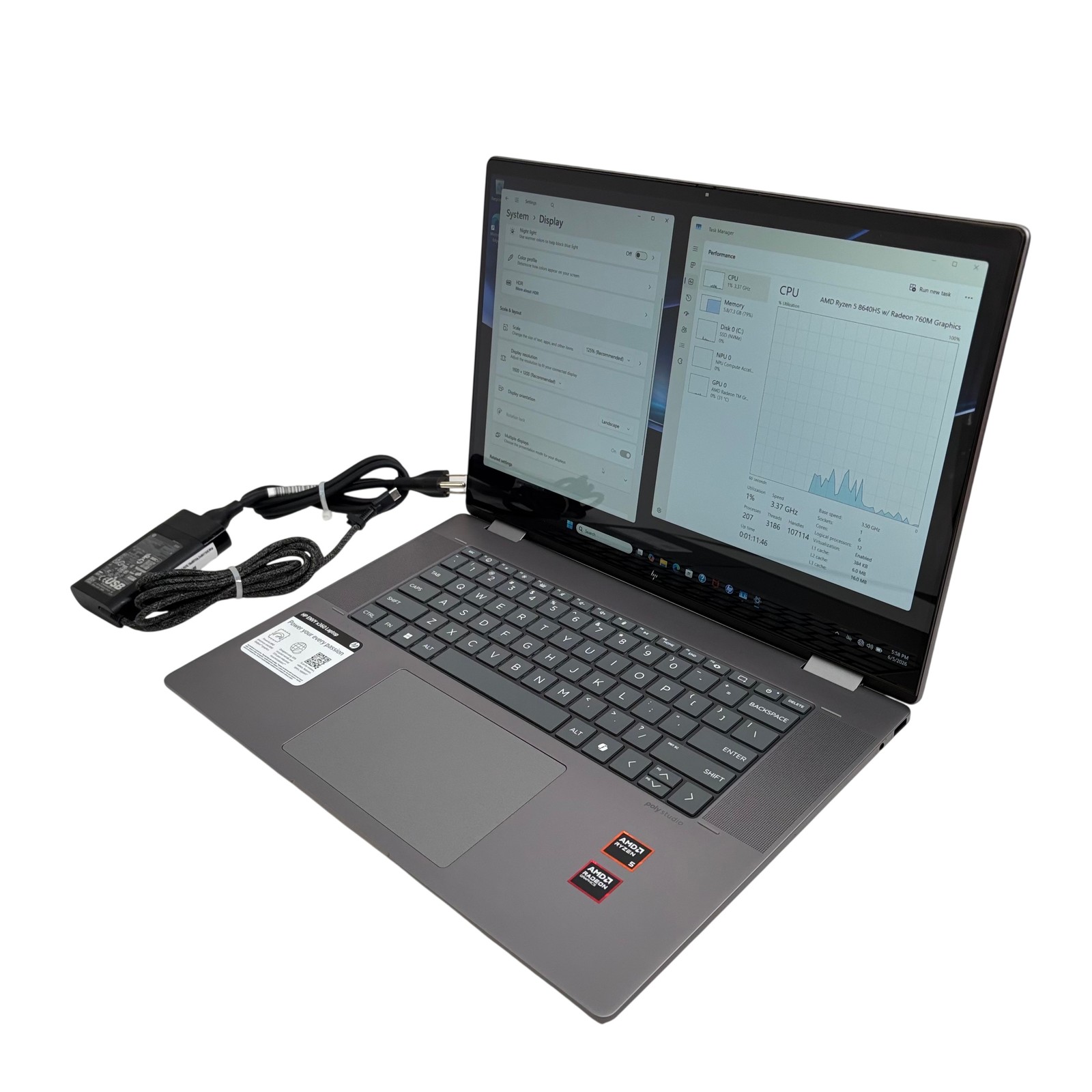 HP Envy x360 16-ad0013dx Win 11 AMD Ryzen 5 8640HS 3.5GHz 8GB RAM 512GB SSD 16”