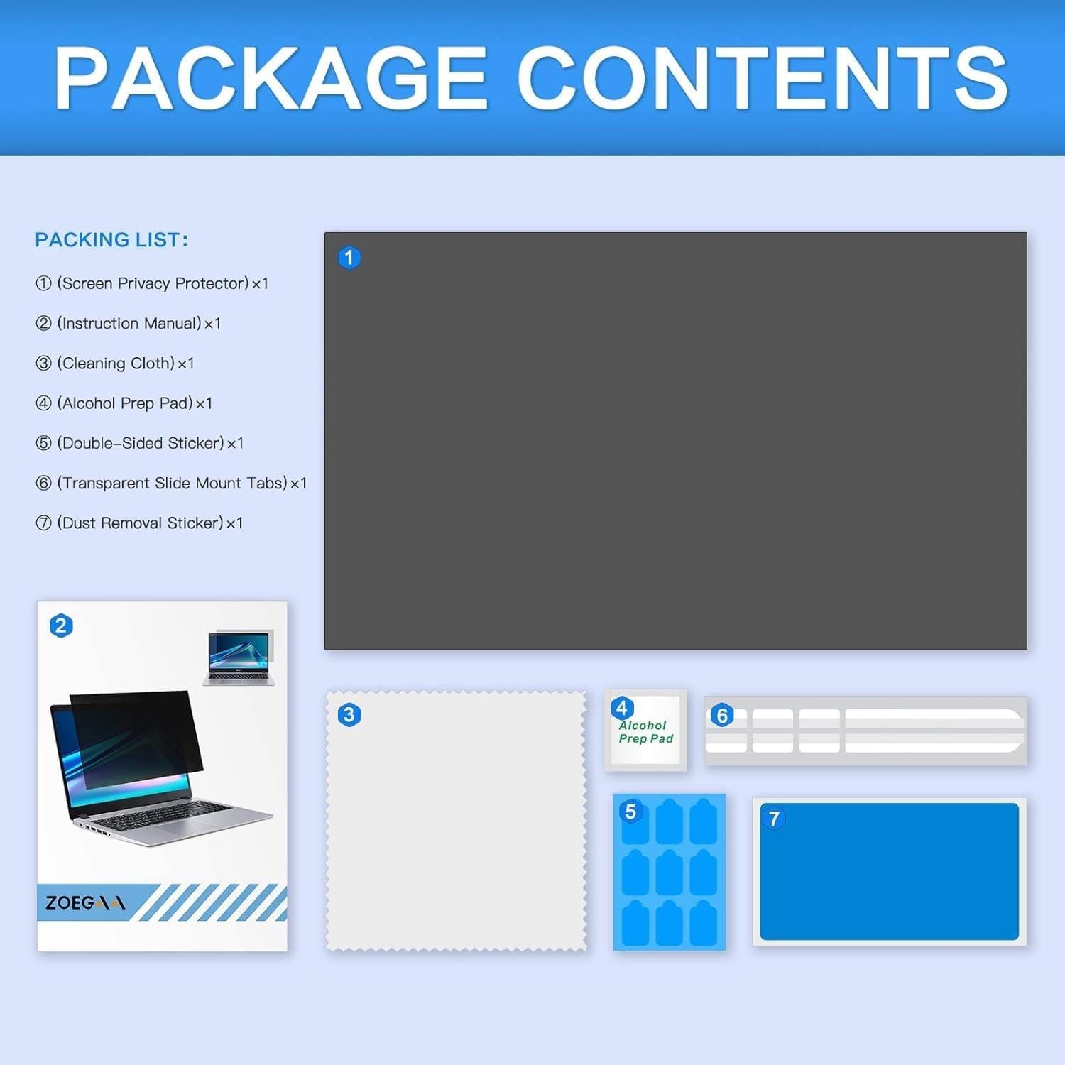 14″ Privacy Screen Filter for 16:10 Laptops – Anti-Peeping, Anti-Glare, ZOEGAA