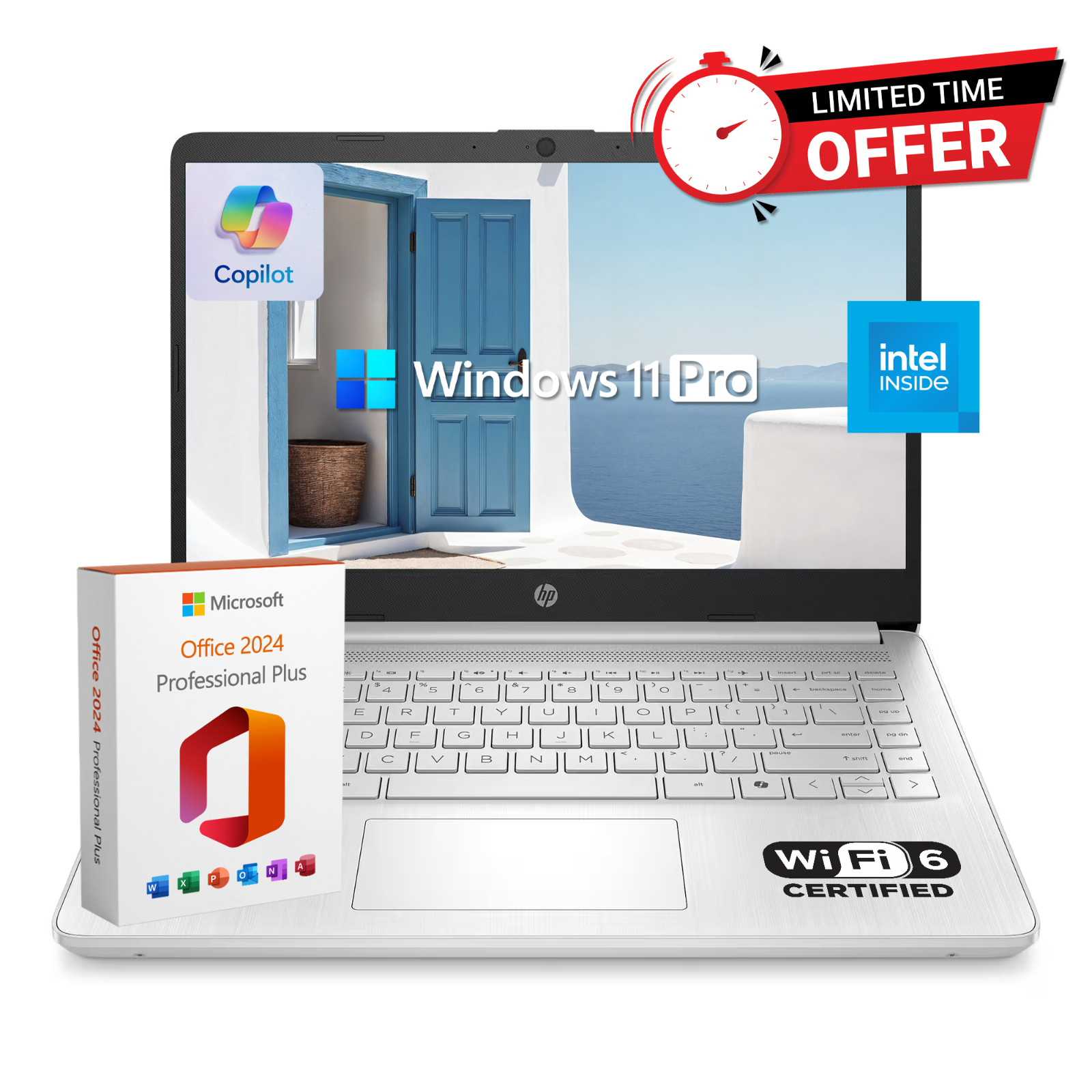 HP Laptop Computer 14″, Intel N150, 8GB RAM + 628GB Storage, Windows 11 Pro