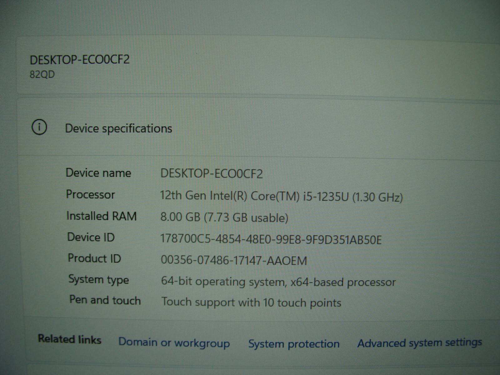 Lenovo IdeaPad 1 15IAU7 15.6″ FHD TOUCH core i5-1235U 1.3GHz 8GB 512GB Win 11 H